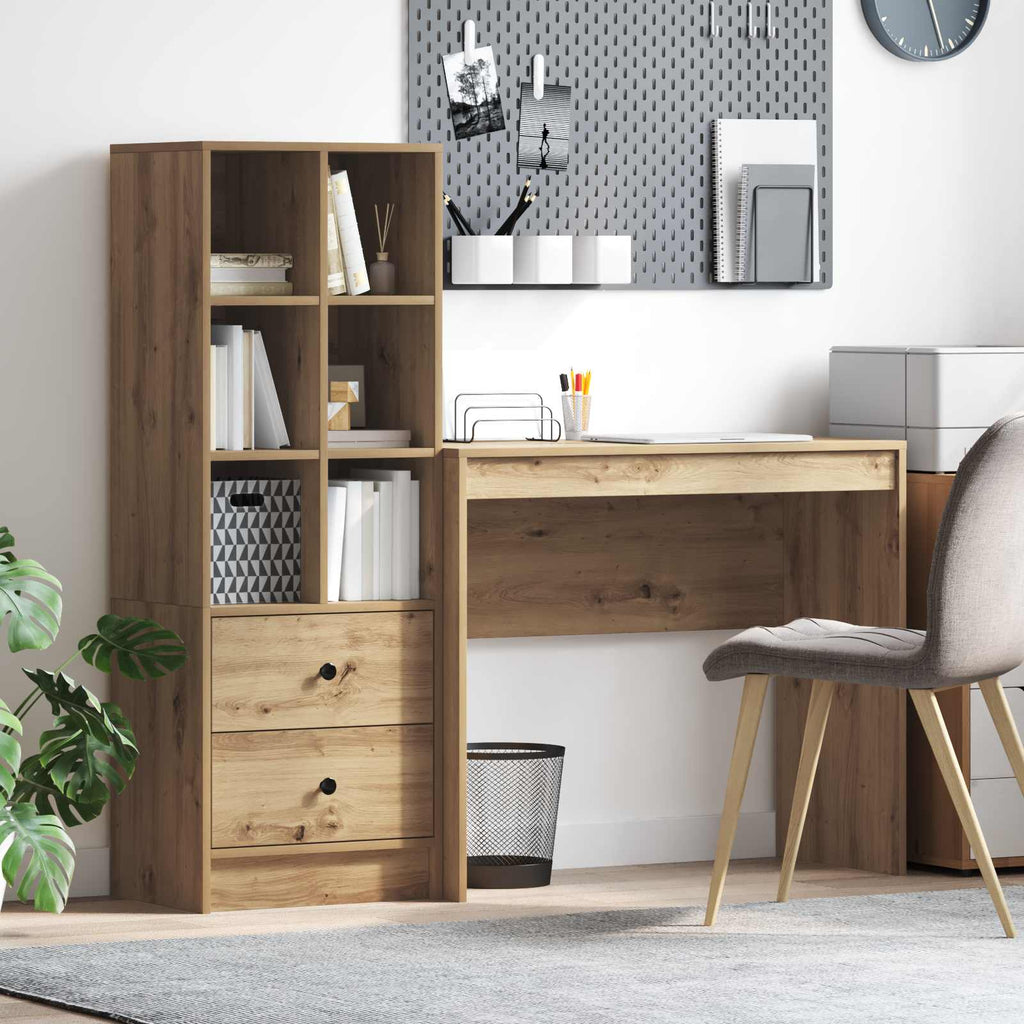 Bureau Avec Tiroir Avec Étagère 2 Pcs