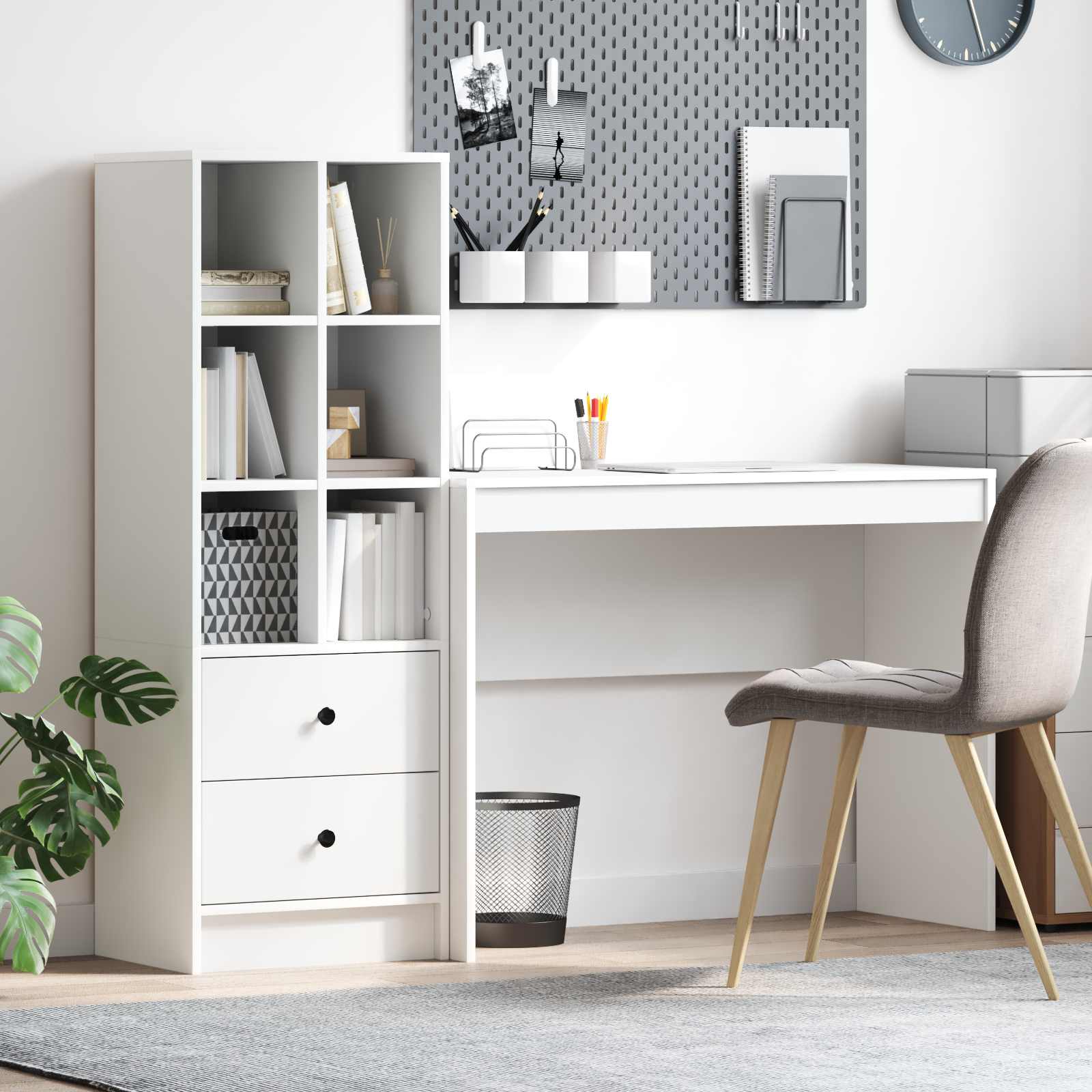 Bureau Avec Tiroir Avec Étagère 2 Pcs