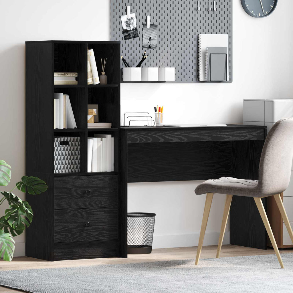 Bureau Avec Tiroir Avec Étagère 2 Pcs