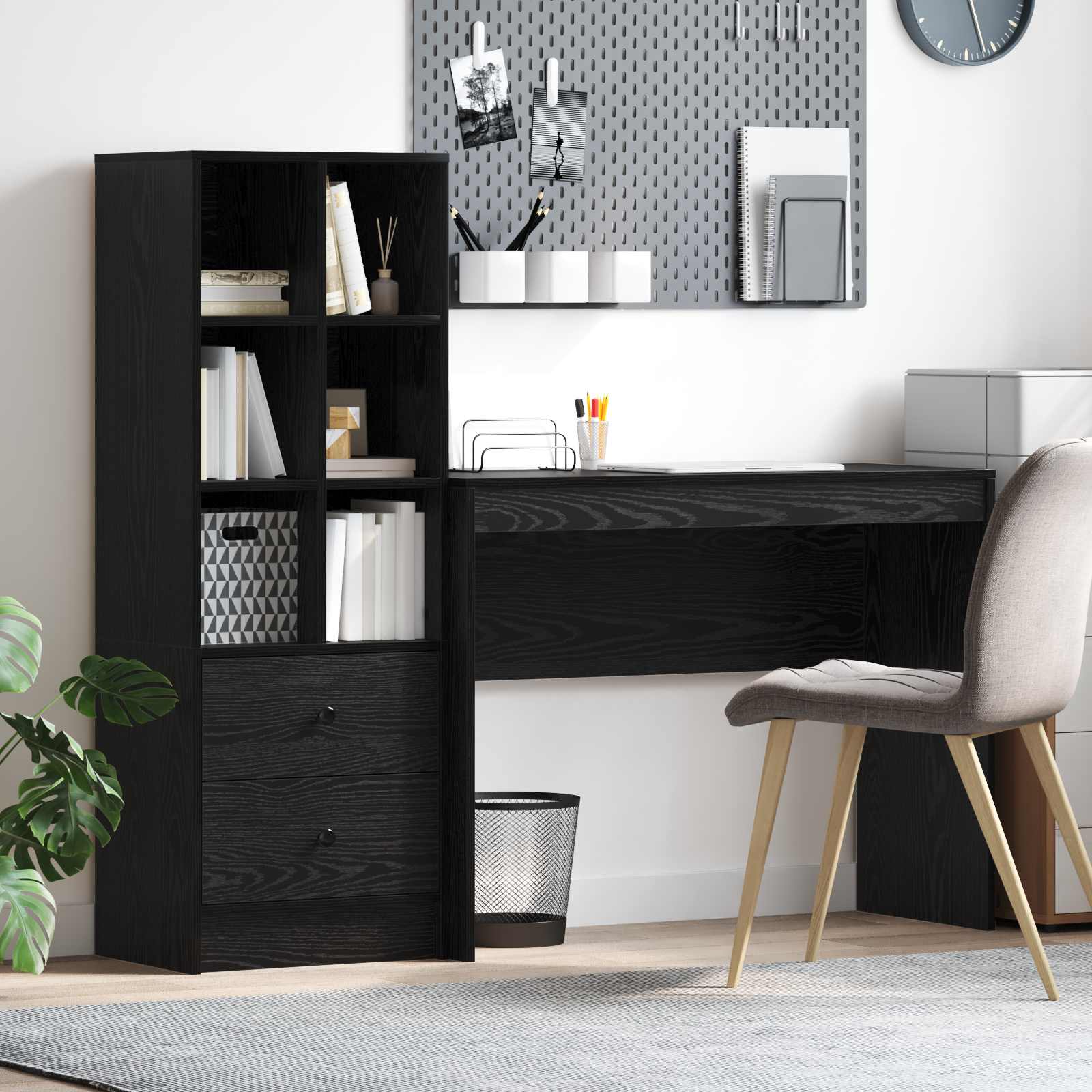 Bureau Avec Tiroir Avec Étagère 2 Pcs