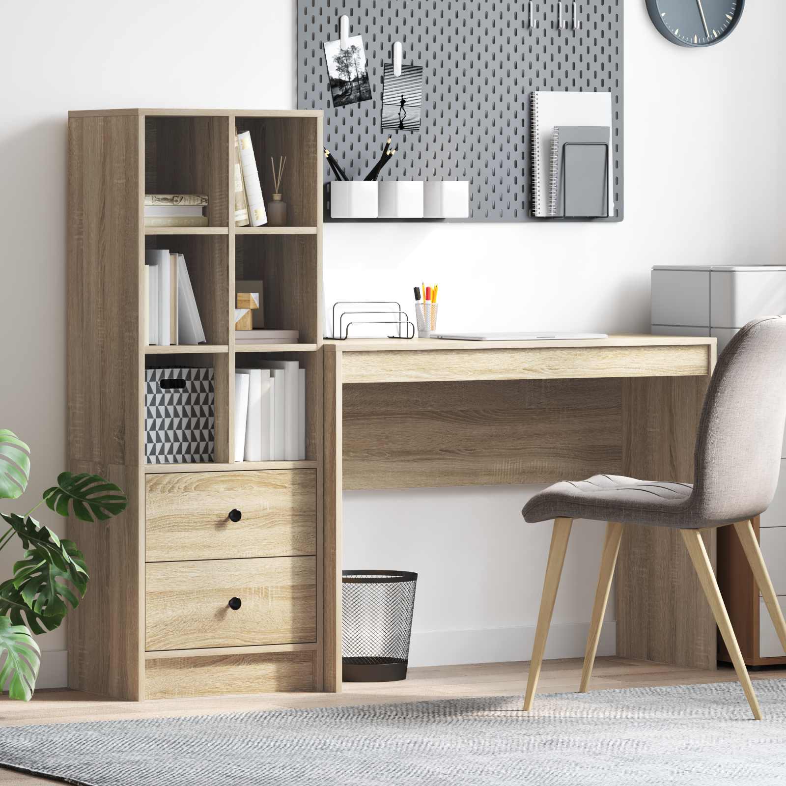 Bureau Avec Tiroir Avec Étagère 2 Pcs