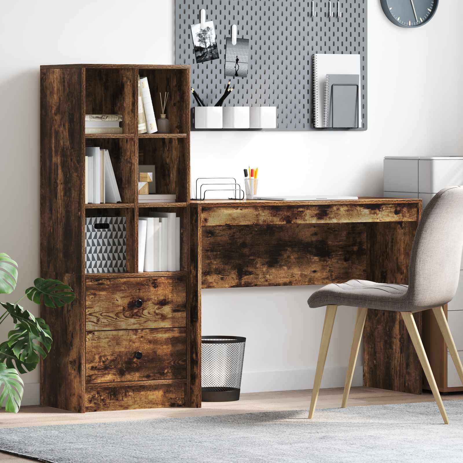 Bureau Avec Tiroir Avec Étagère 2 Pcs