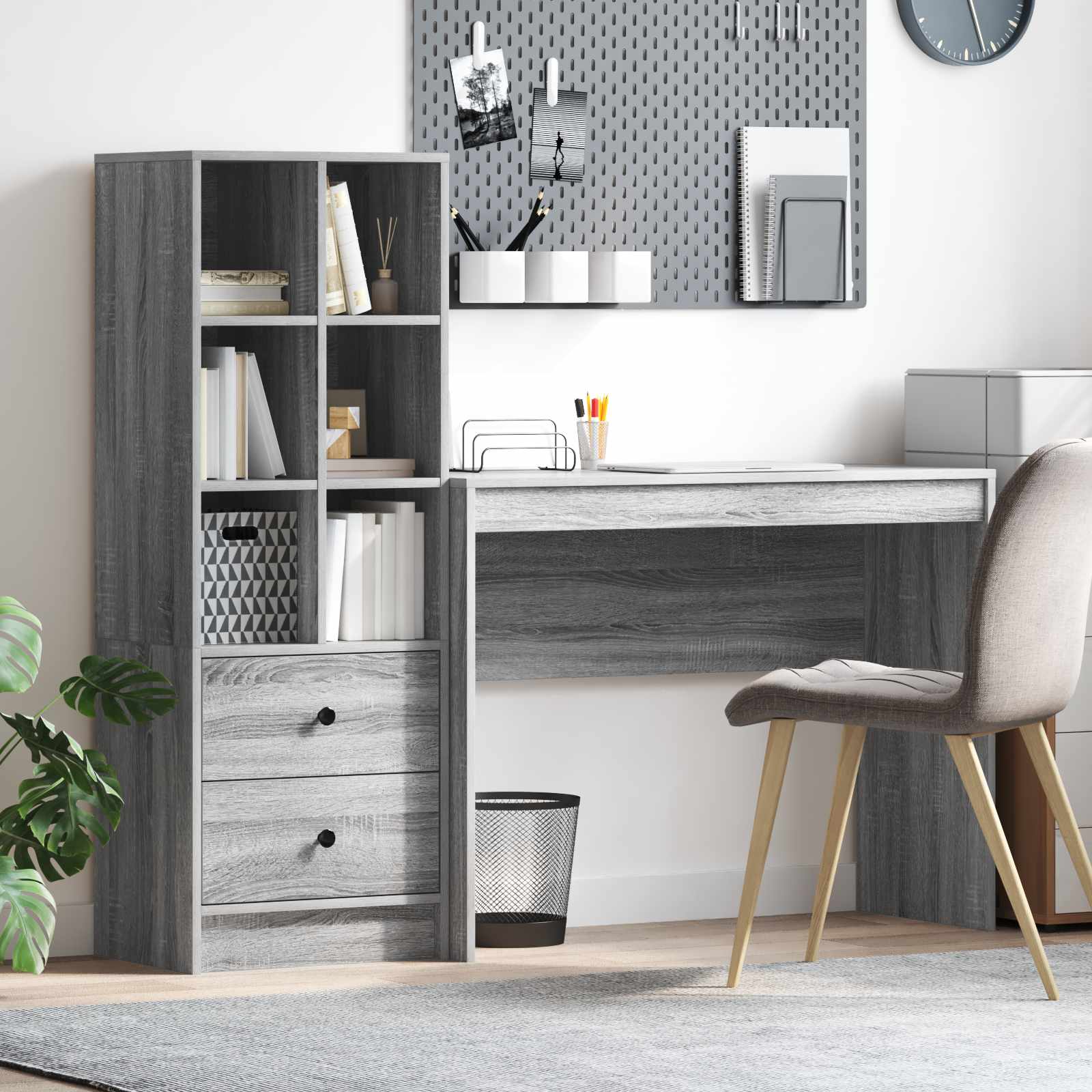 Bureau Avec Tiroir Avec Étagère 2 Pcs