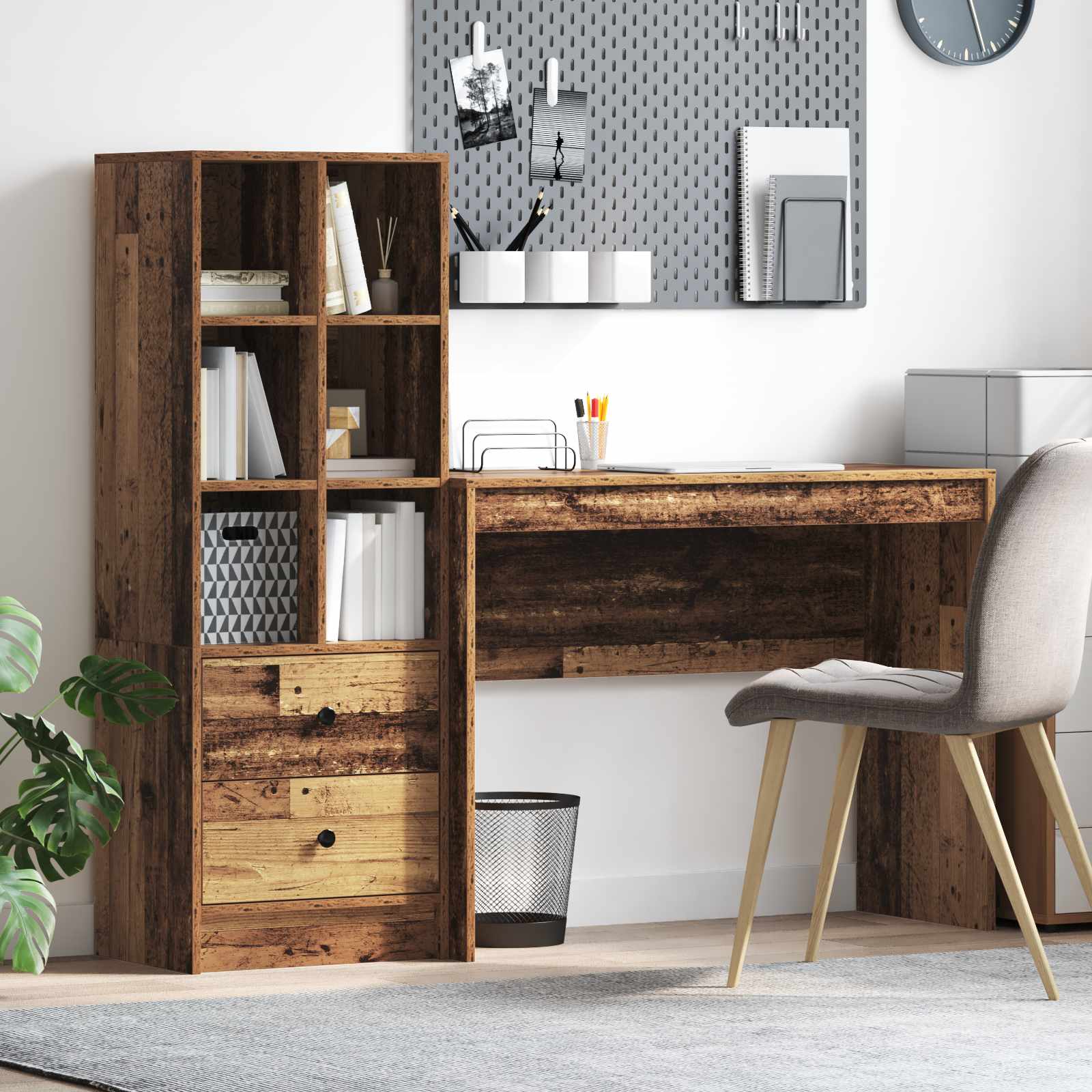 Bureau Avec Tiroir Avec Étagère 2 Pcs