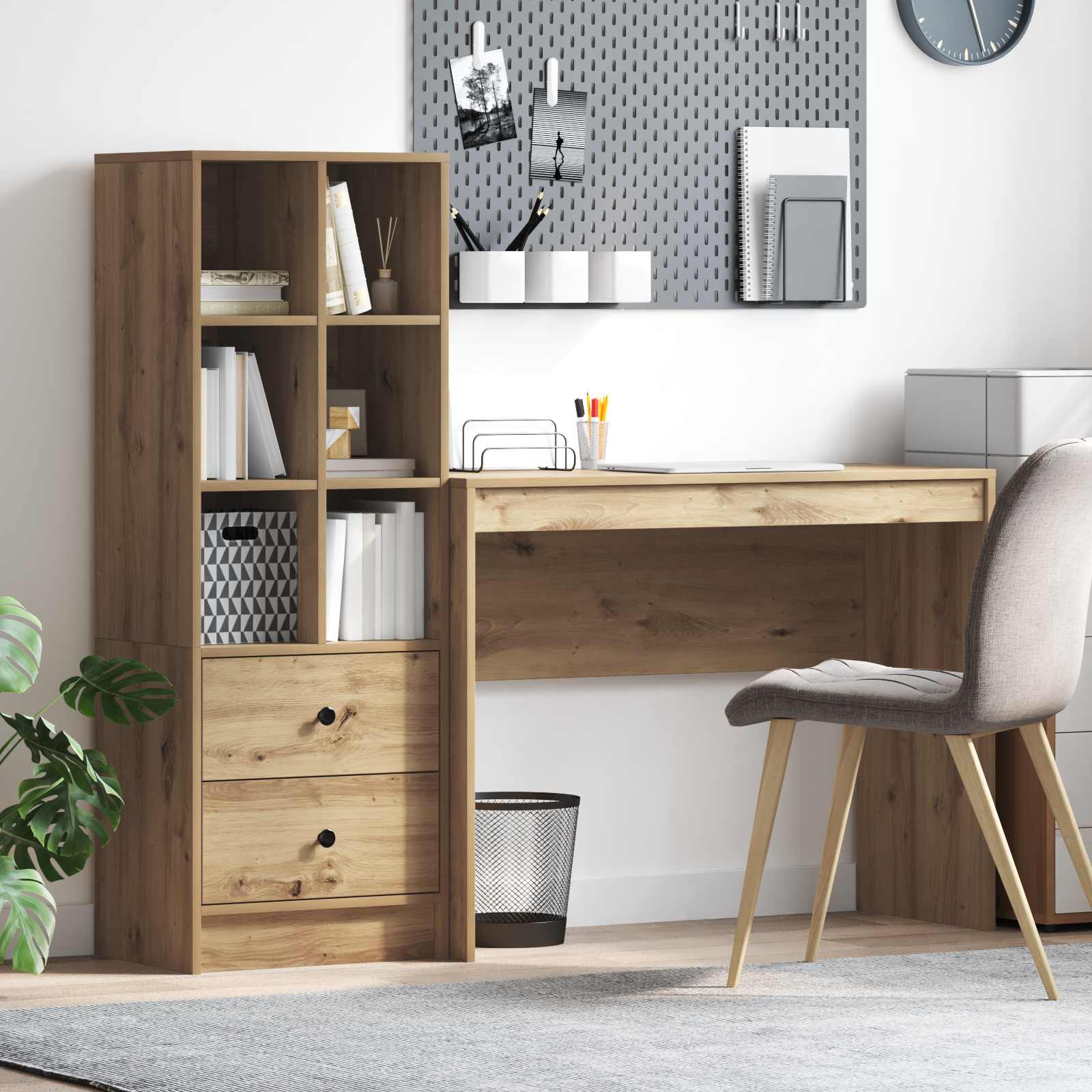 Bureau Avec Tiroir Avec Étagère 2 Pcs