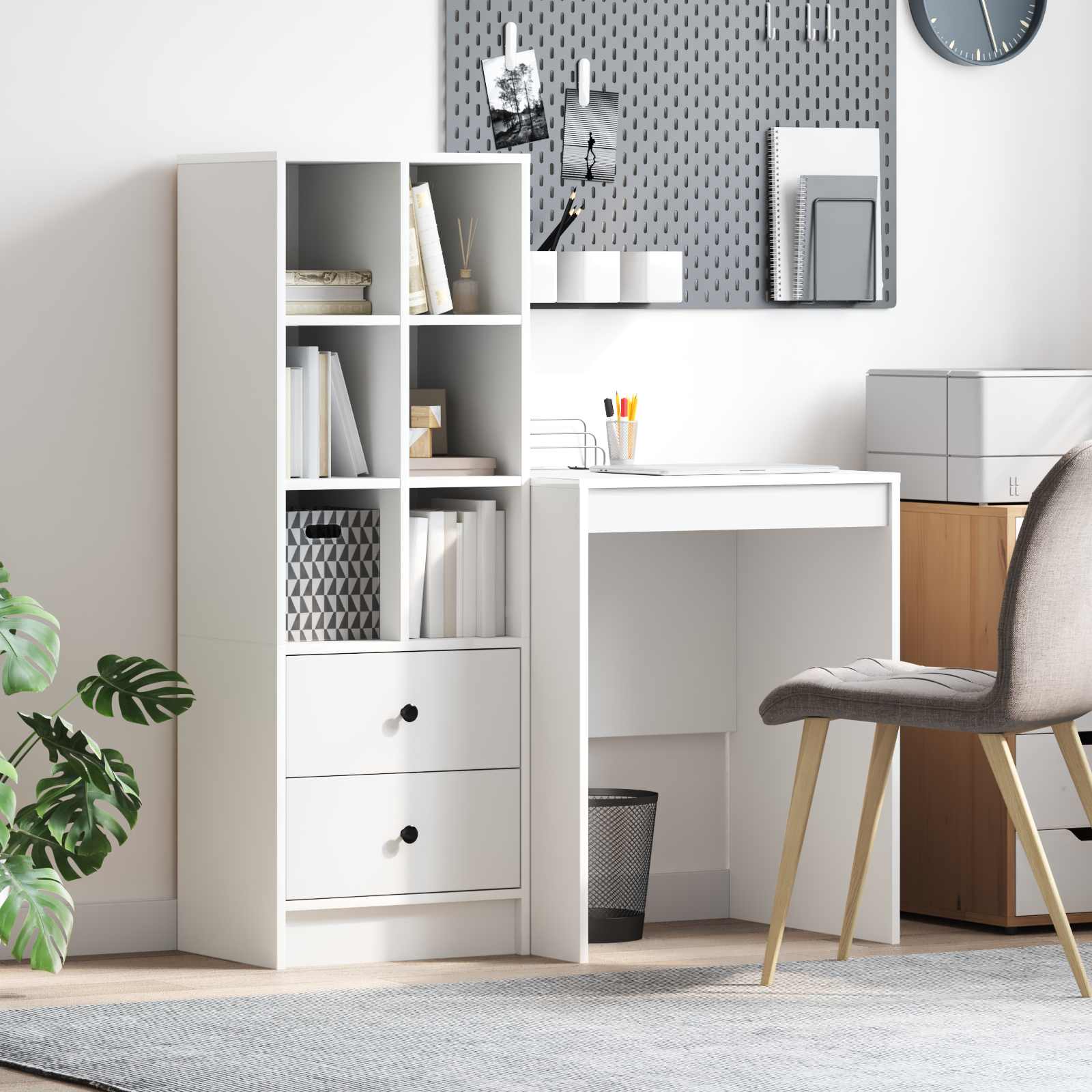 Bureau Avec Tiroir Avec Étagère 2 Pcs
