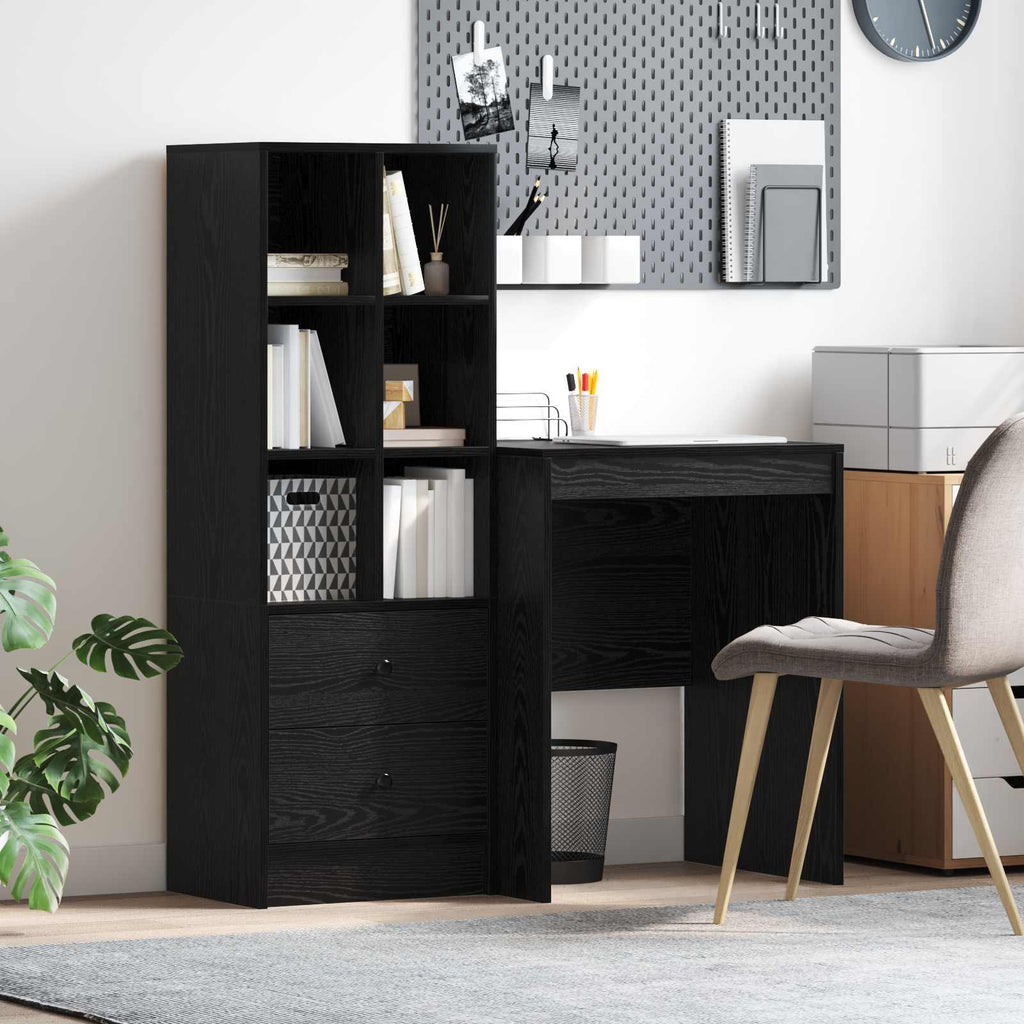 Bureau Avec Tiroir Avec Étagère 2 Pcs