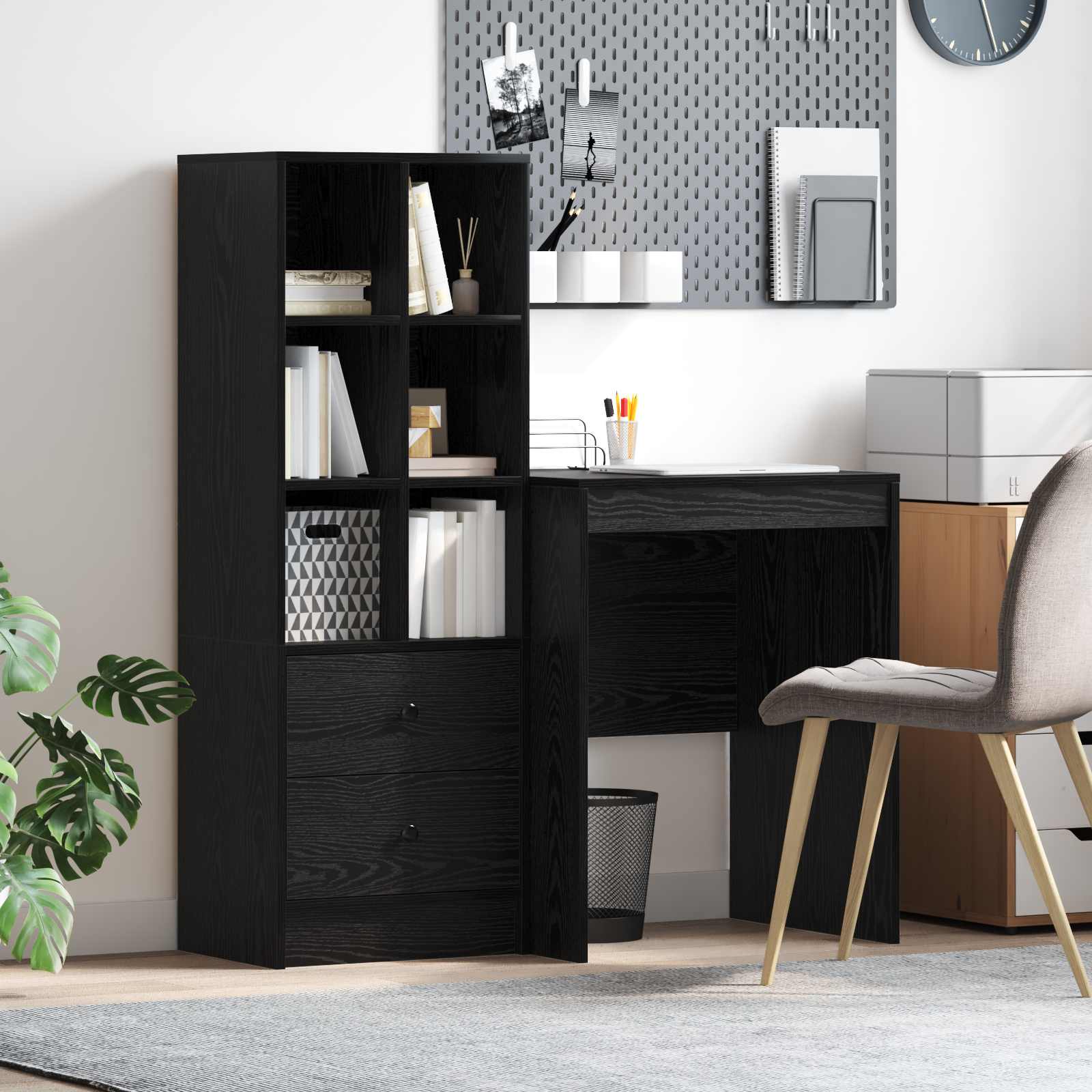 Bureau Avec Tiroir Avec Étagère 2 Pcs