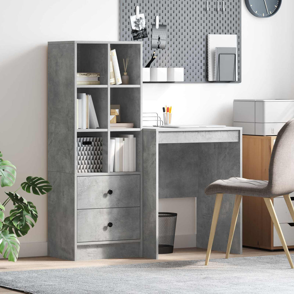 Bureau Avec Tiroir Avec Étagère 2 Pcs