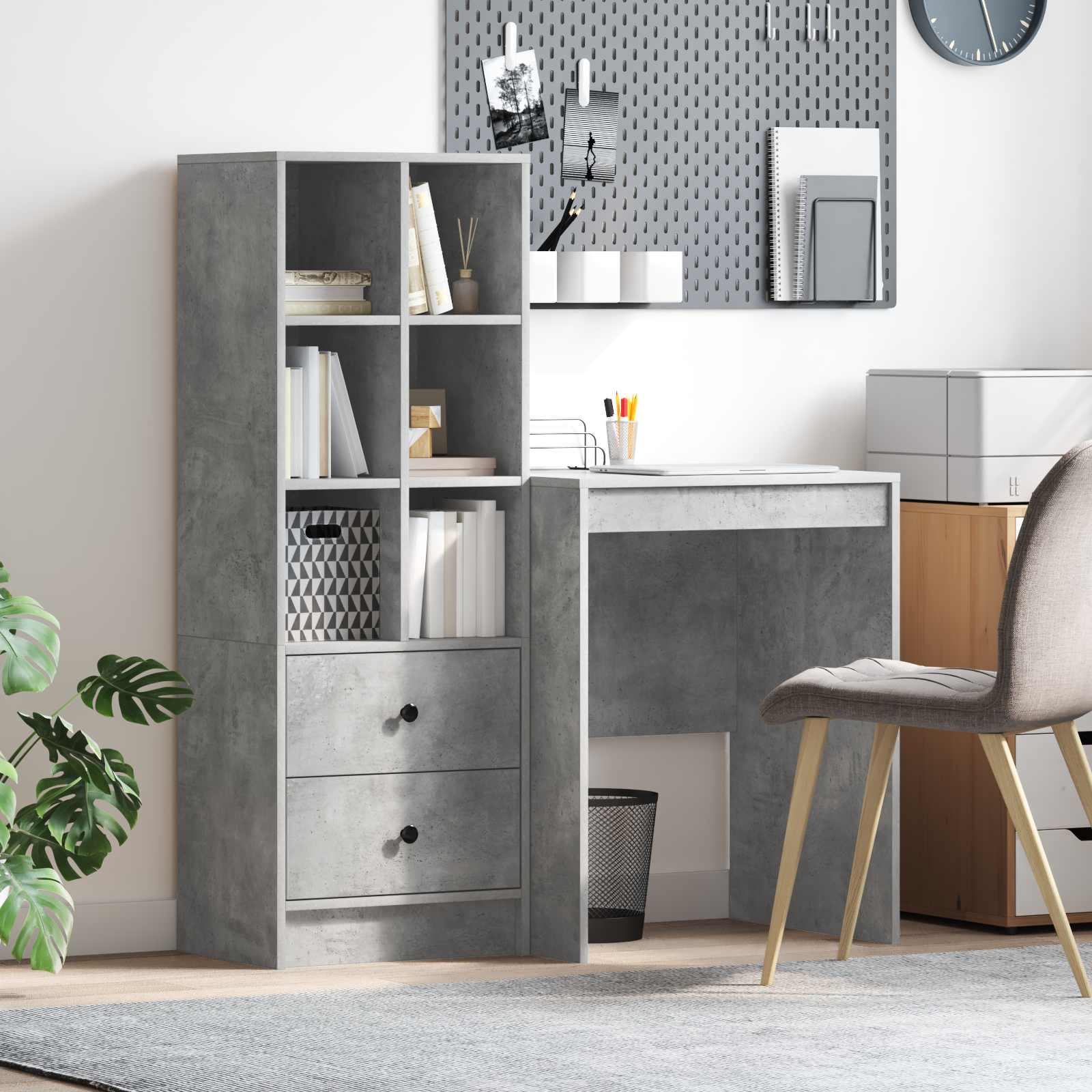 Bureau Avec Tiroir Avec Étagère 2 Pcs