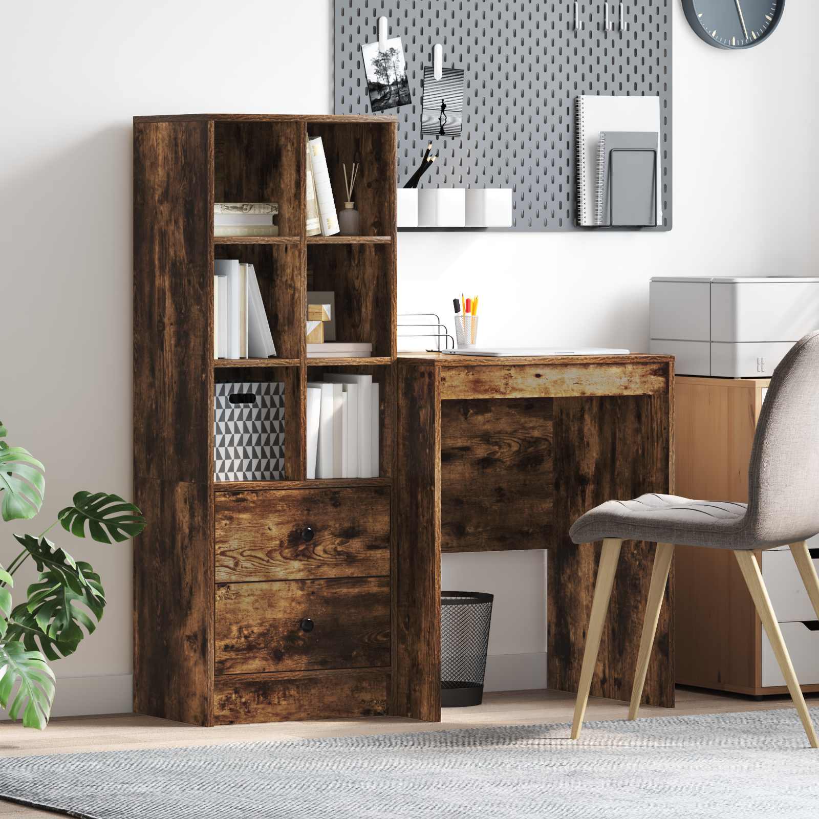 Bureau Avec Tiroir Avec Étagère 2 Pcs