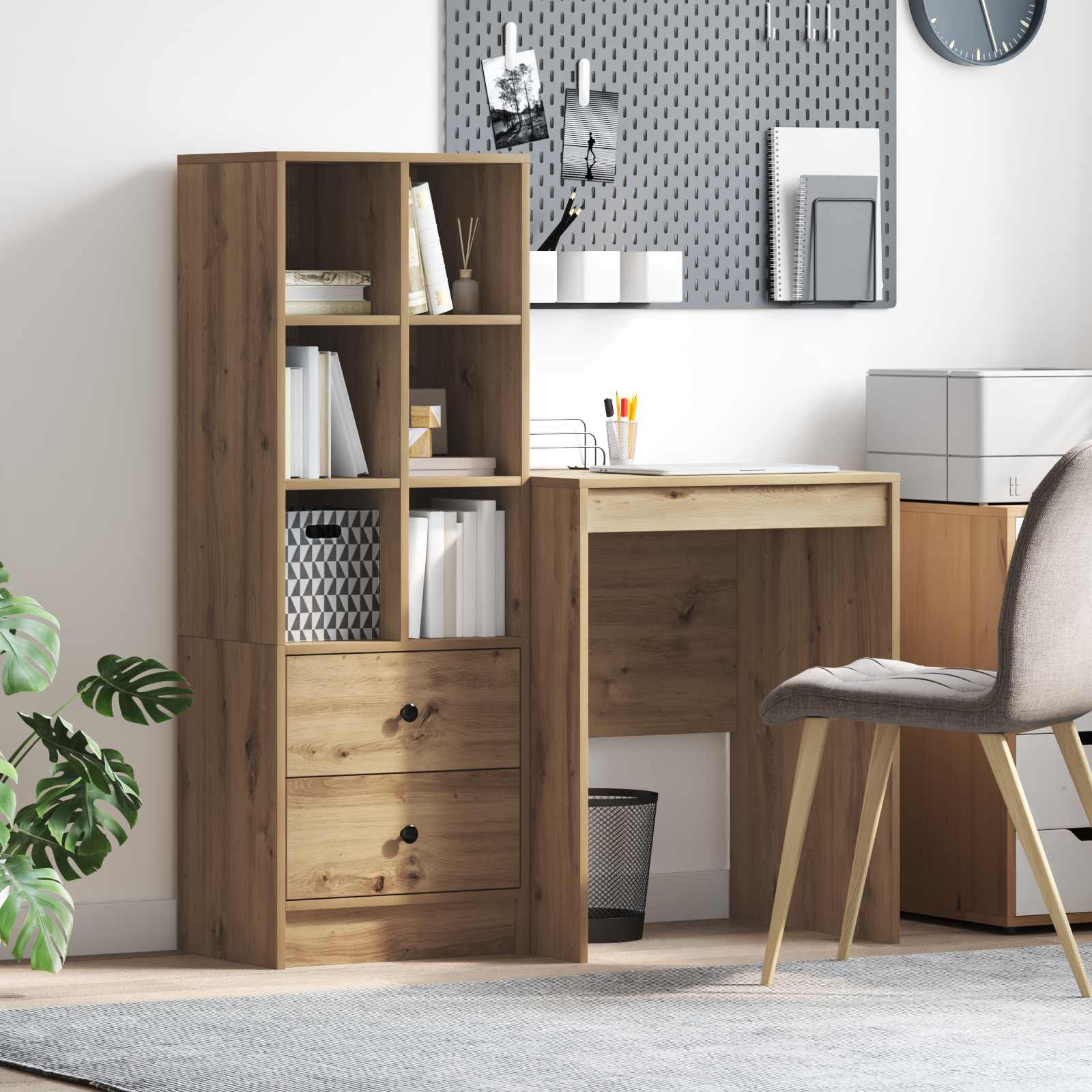 Bureau Avec Tiroir Avec Étagère 2 Pcs