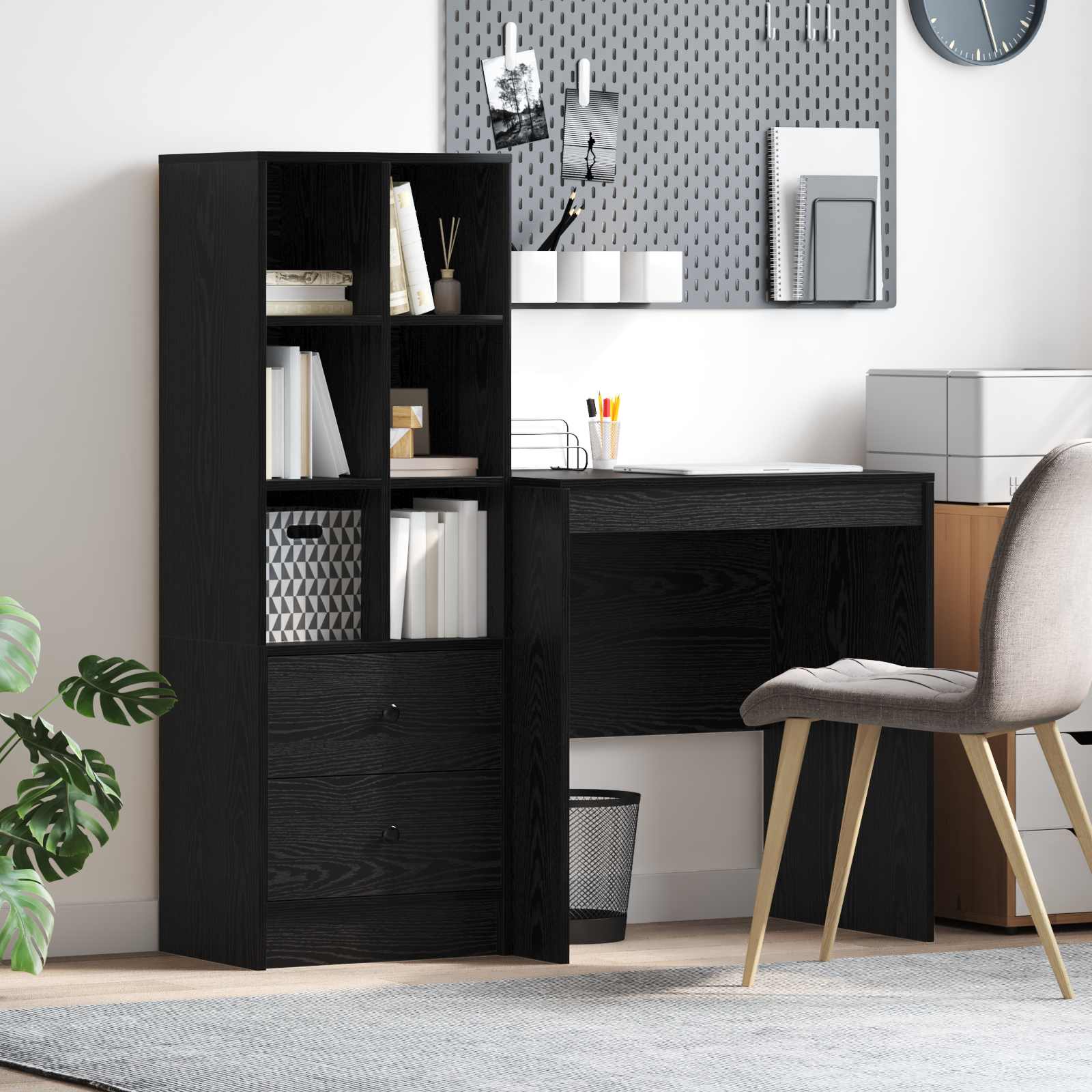 Bureau Avec Tiroir Avec Étagère 2 Pcs
