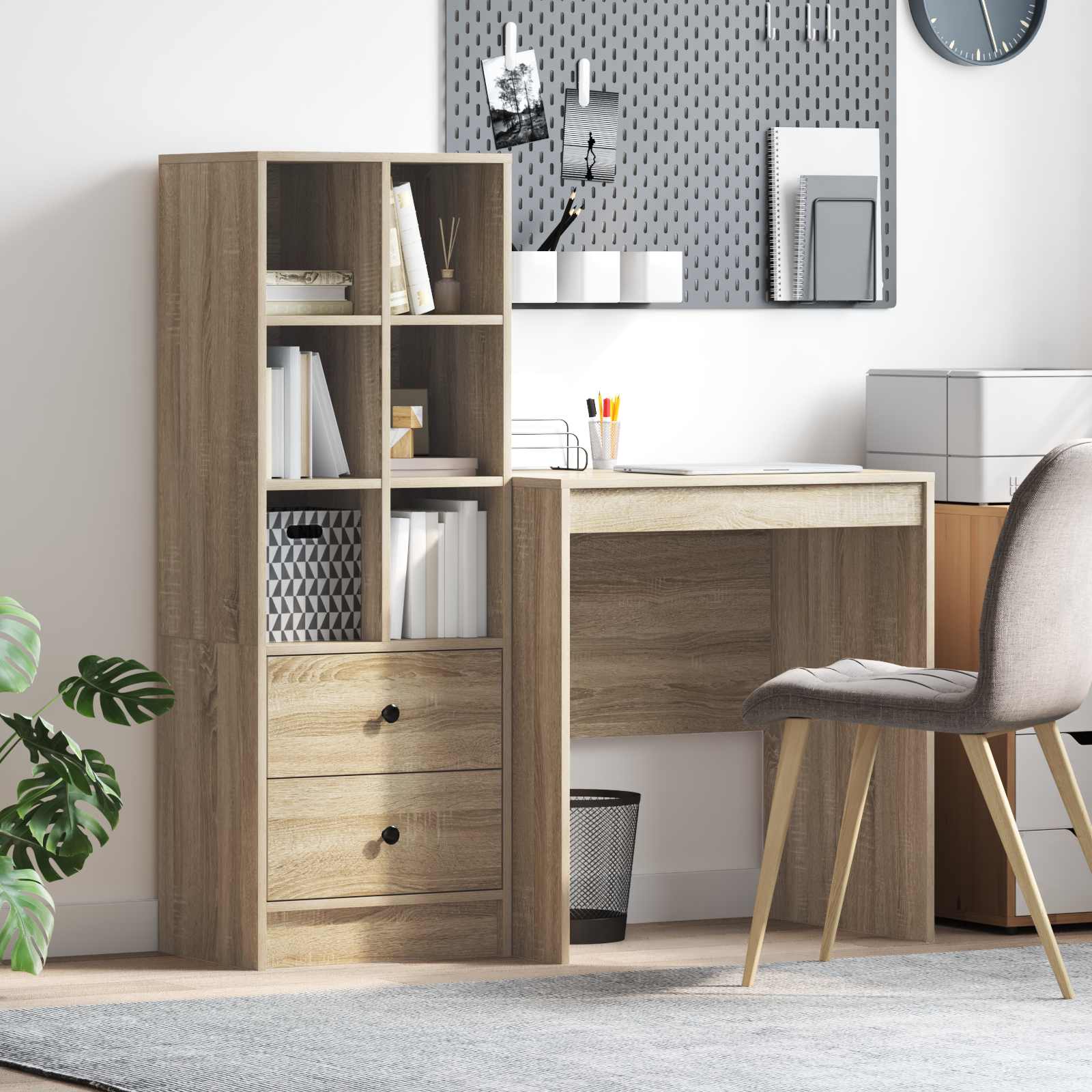 Bureau Avec Tiroir Avec Étagère 2 Pcs