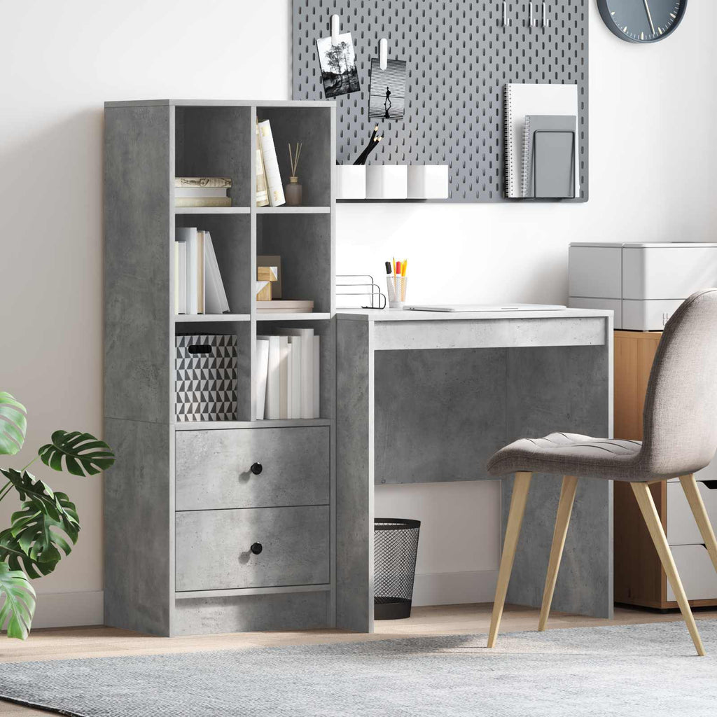 Bureau Avec Tiroir Avec Étagère 2 Pcs