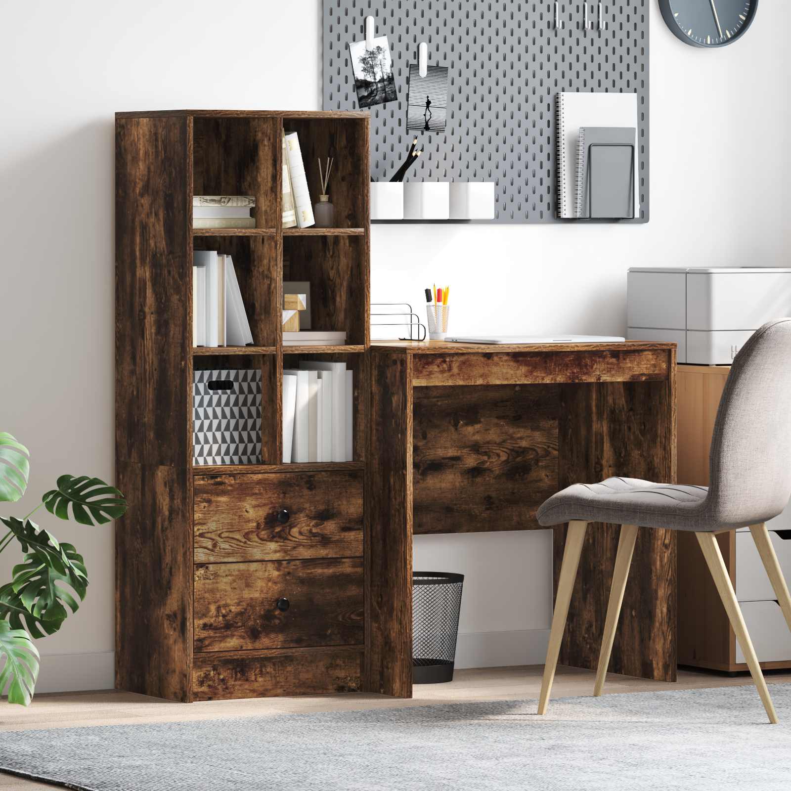 Bureau Avec Tiroir Avec Étagère 2 Pcs
