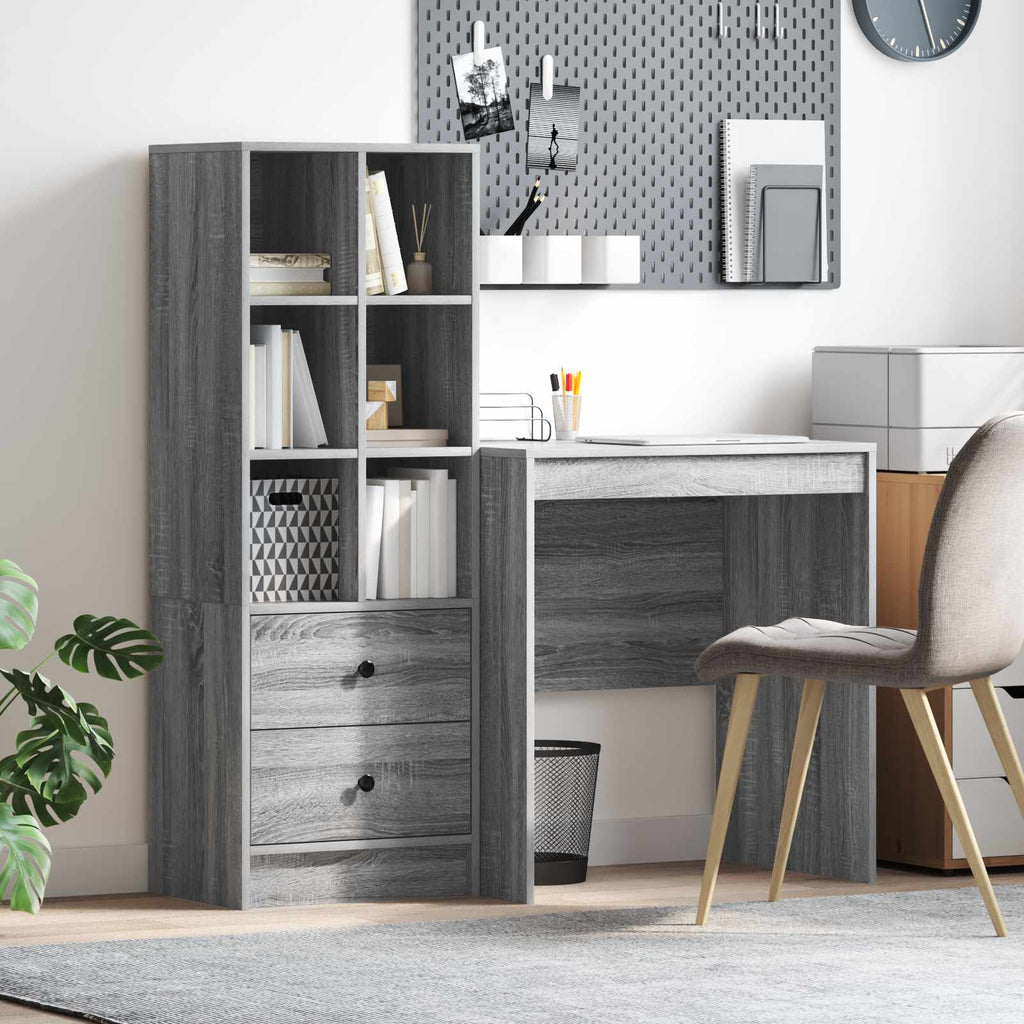 Bureau Avec Tiroir Avec Étagère 2 Pcs