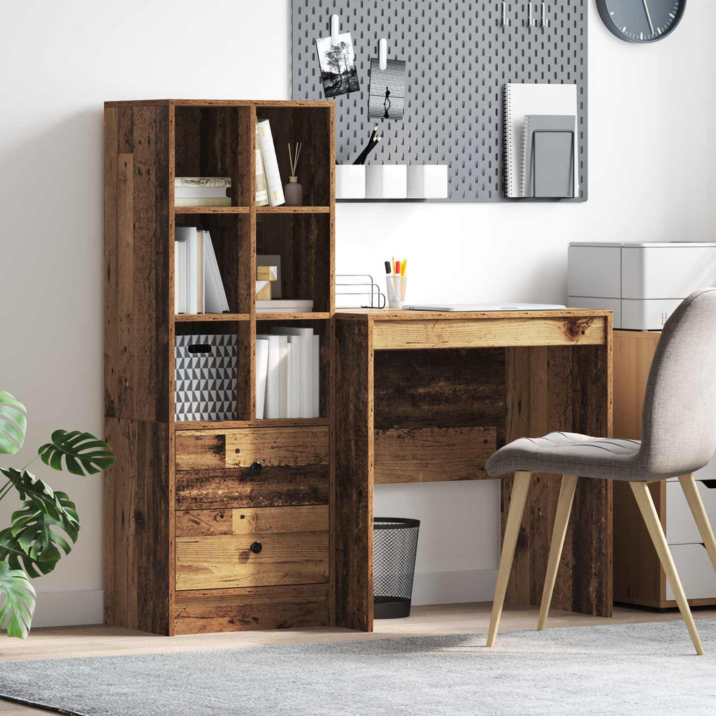 Bureau Avec Tiroir Avec Étagère 2 Pcs