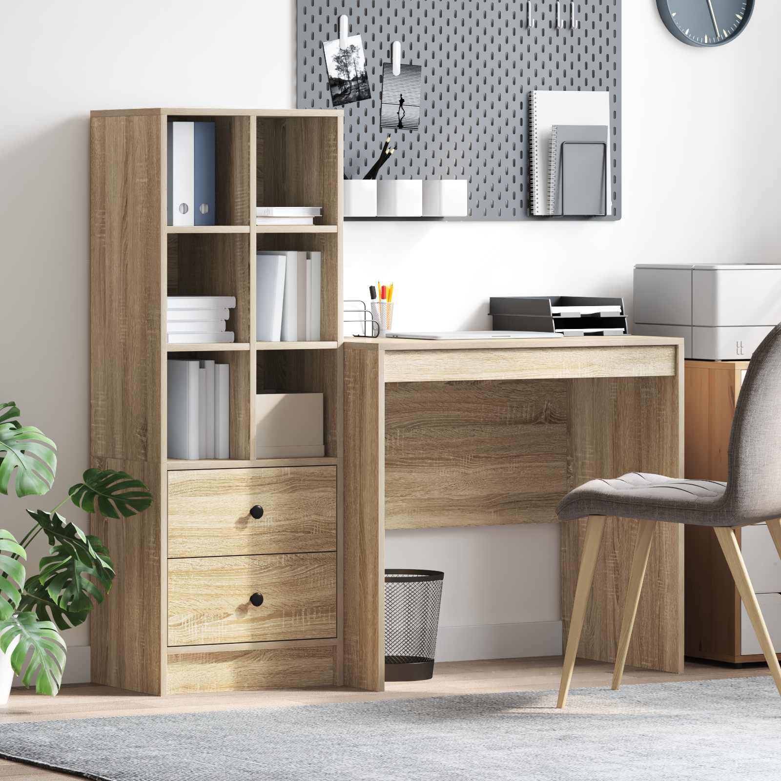 Bureau Avec Tiroir Avec Étagère 2 Pcs