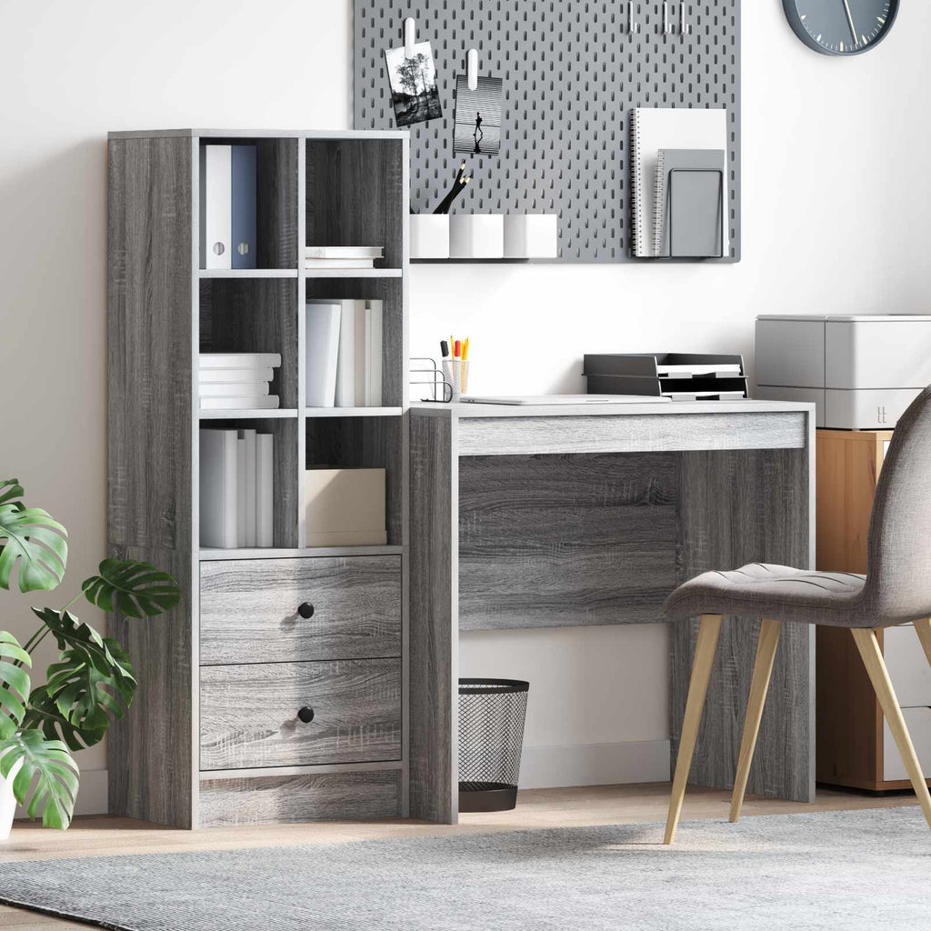 Bureau Avec Tiroir Avec Étagère 2 Pcs