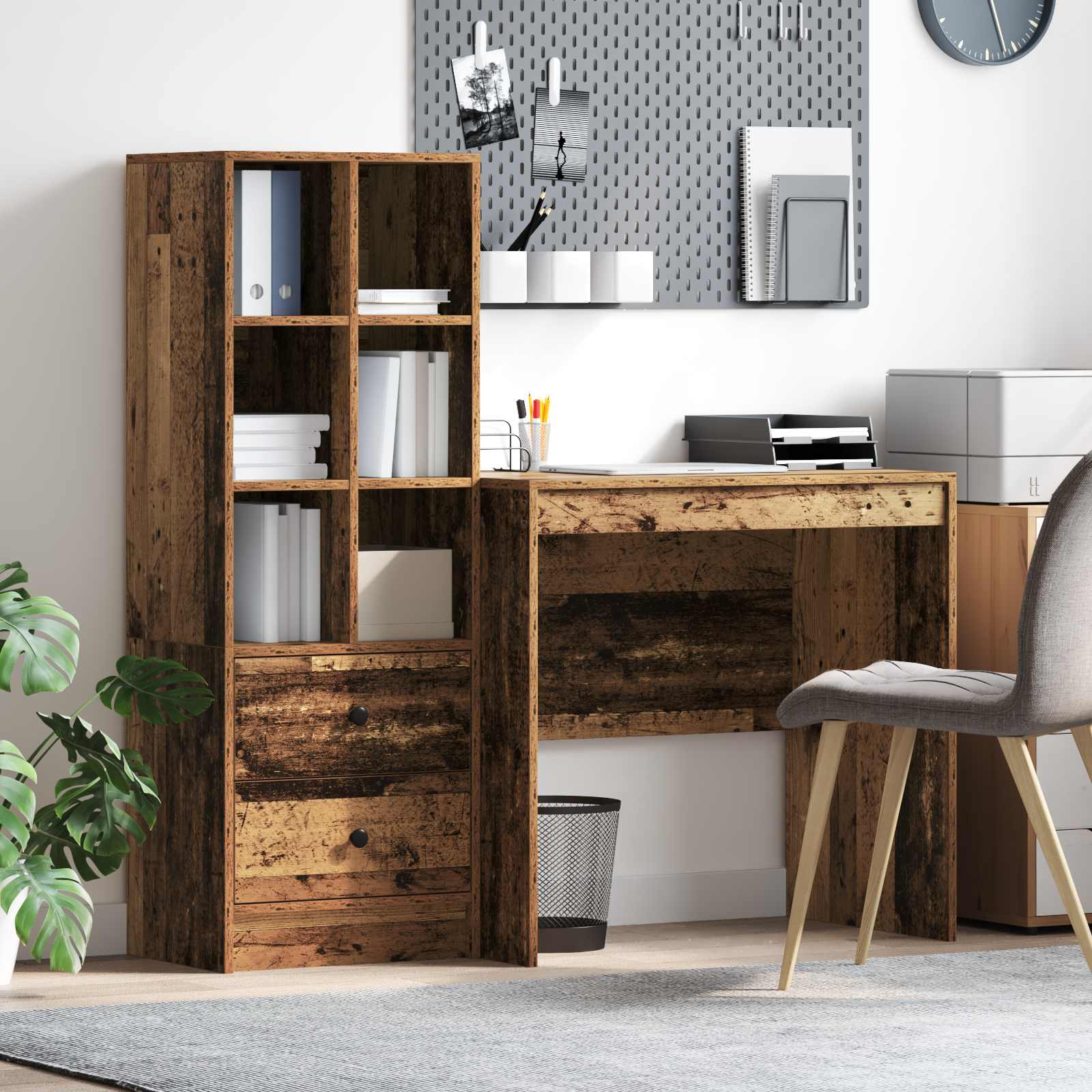 Bureau Avec Tiroir Avec Étagère 2 Pcs