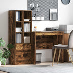 Bureau Avec Tiroir Avec Étagère 2 Pcs