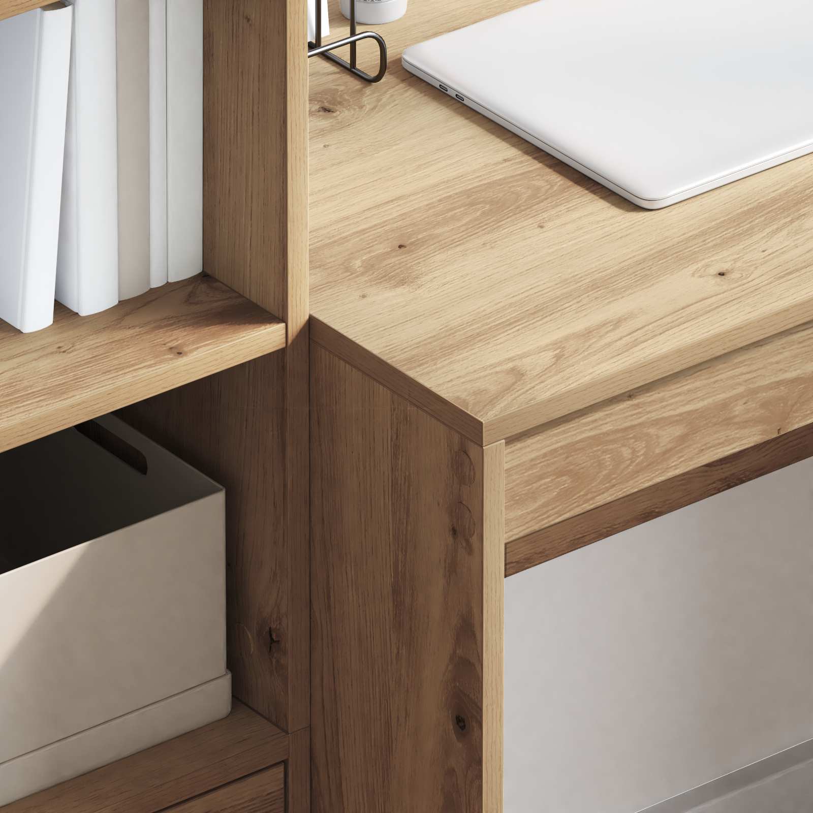 Bureau Avec Tiroir Avec Étagère 2 Pcs