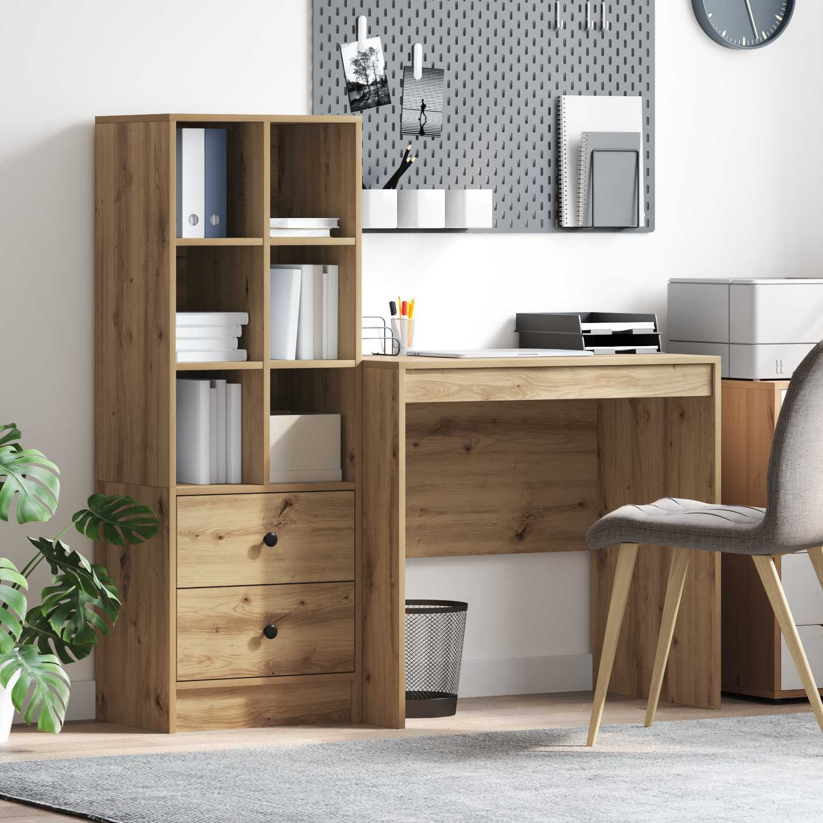 Bureau Avec Tiroir Avec Étagère 2 Pcs