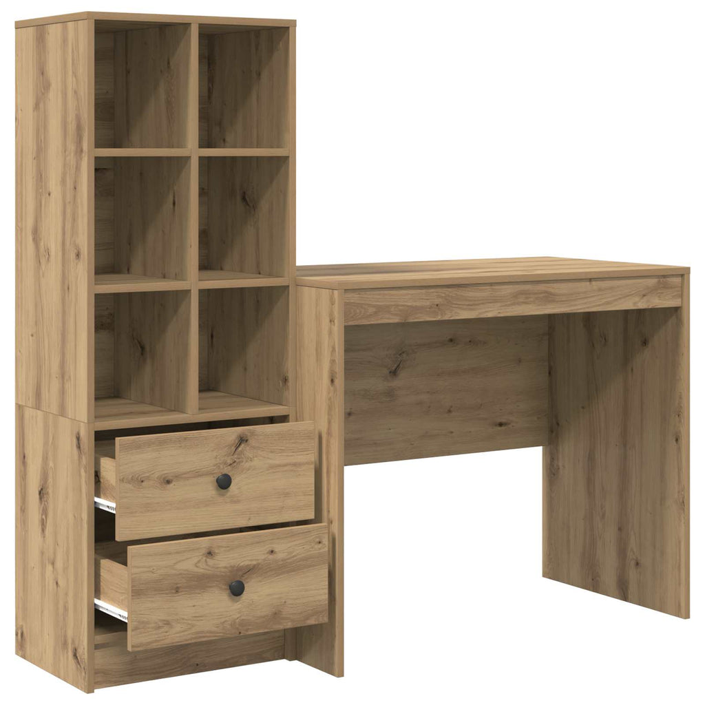 Bureau Avec Tiroir Avec Étagère 2 Pcs
