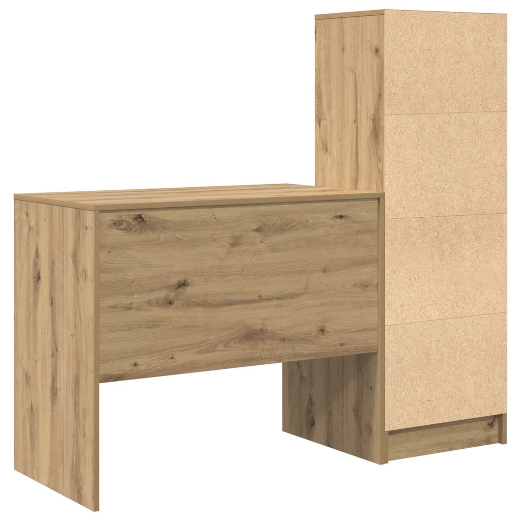 Bureau Avec Tiroir Avec Étagère 2 Pcs