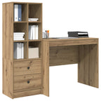 Bureau Avec Tiroir Avec Étagère 2 Pcs