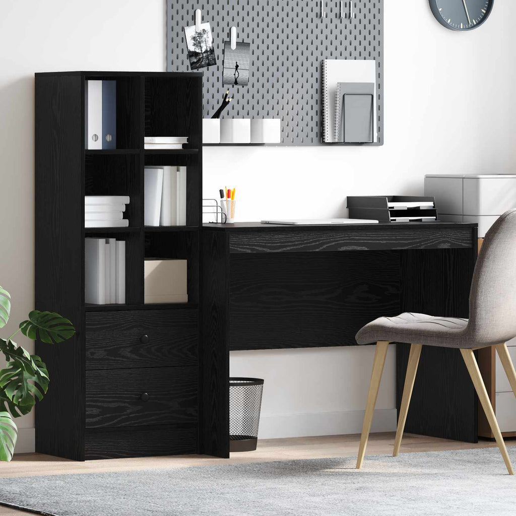 Bureau Avec Tiroir Avec Étagère 2 Pcs
