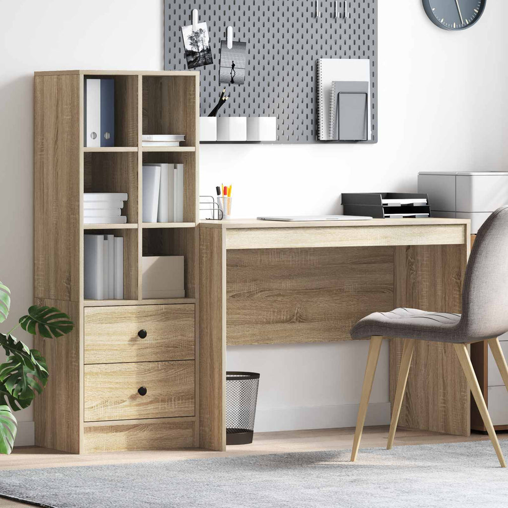 Bureau Avec Tiroir Avec Étagère 2 Pcs