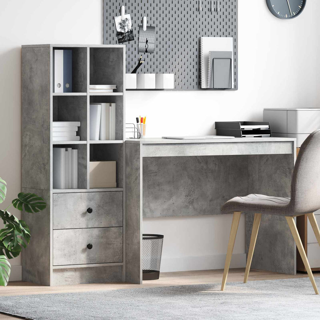 Bureau Avec Tiroir Avec Étagère 2 Pcs