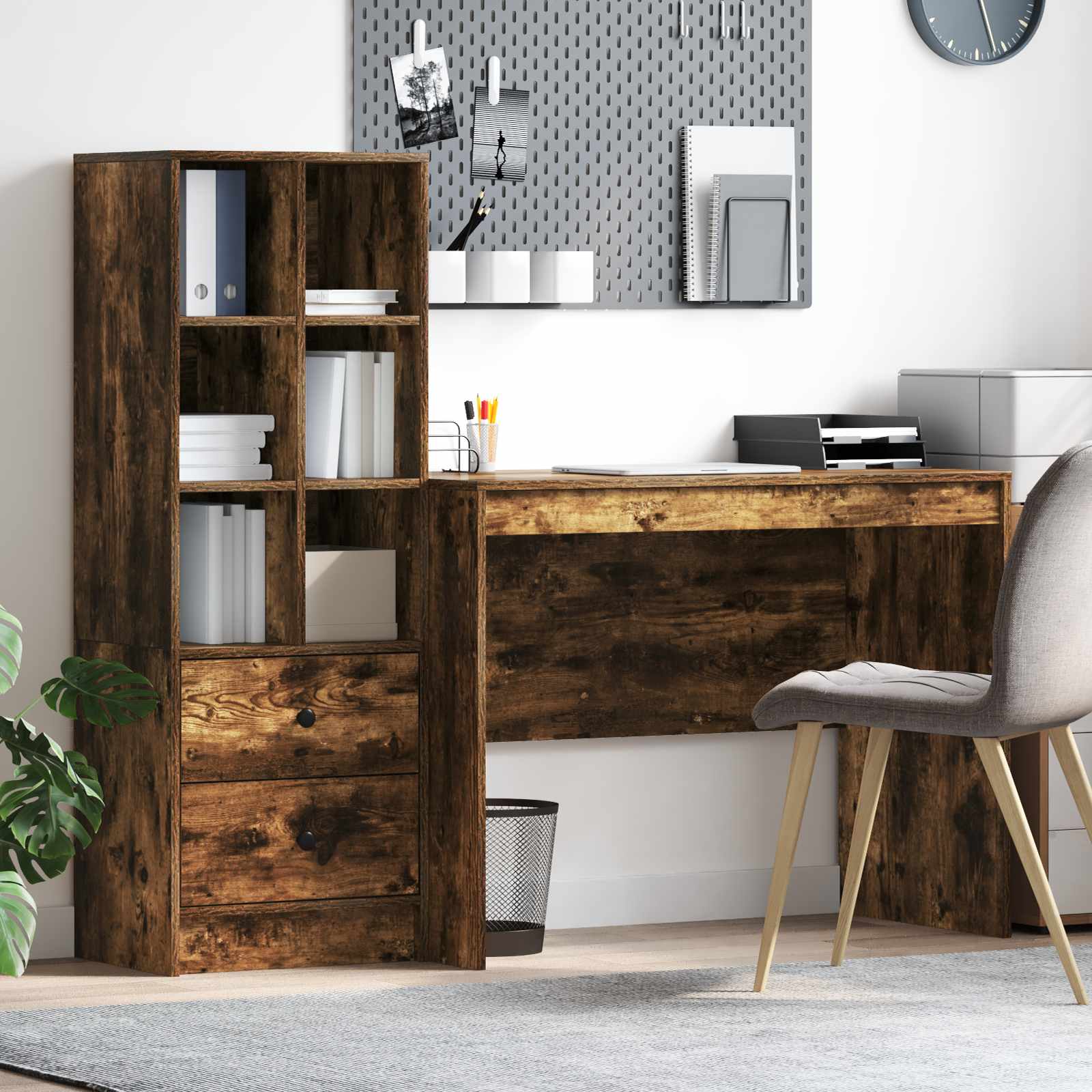 Bureau Avec Tiroir Avec Étagère 2 Pcs