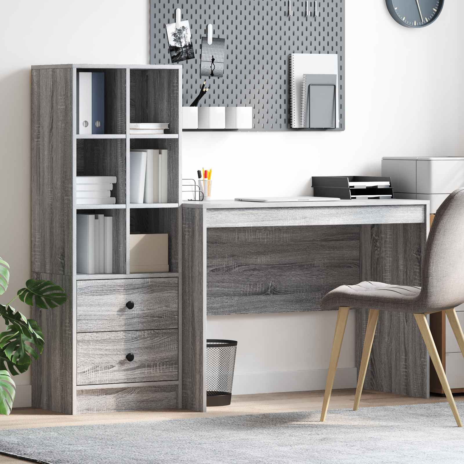 Bureau Avec Tiroir Avec Étagère 2 Pcs