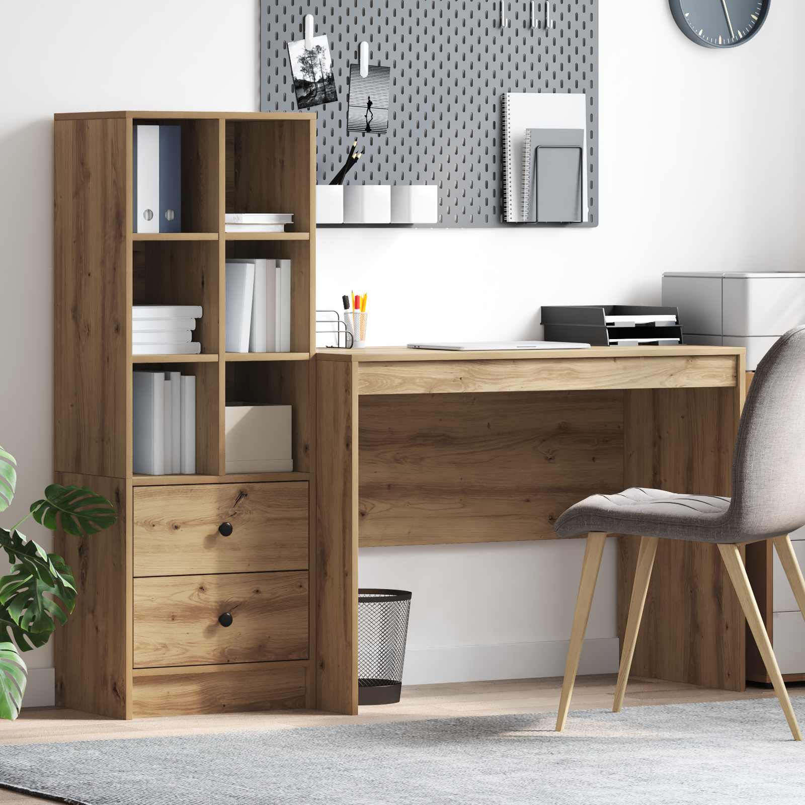 Bureau Avec Tiroir Avec Étagère 2 Pcs