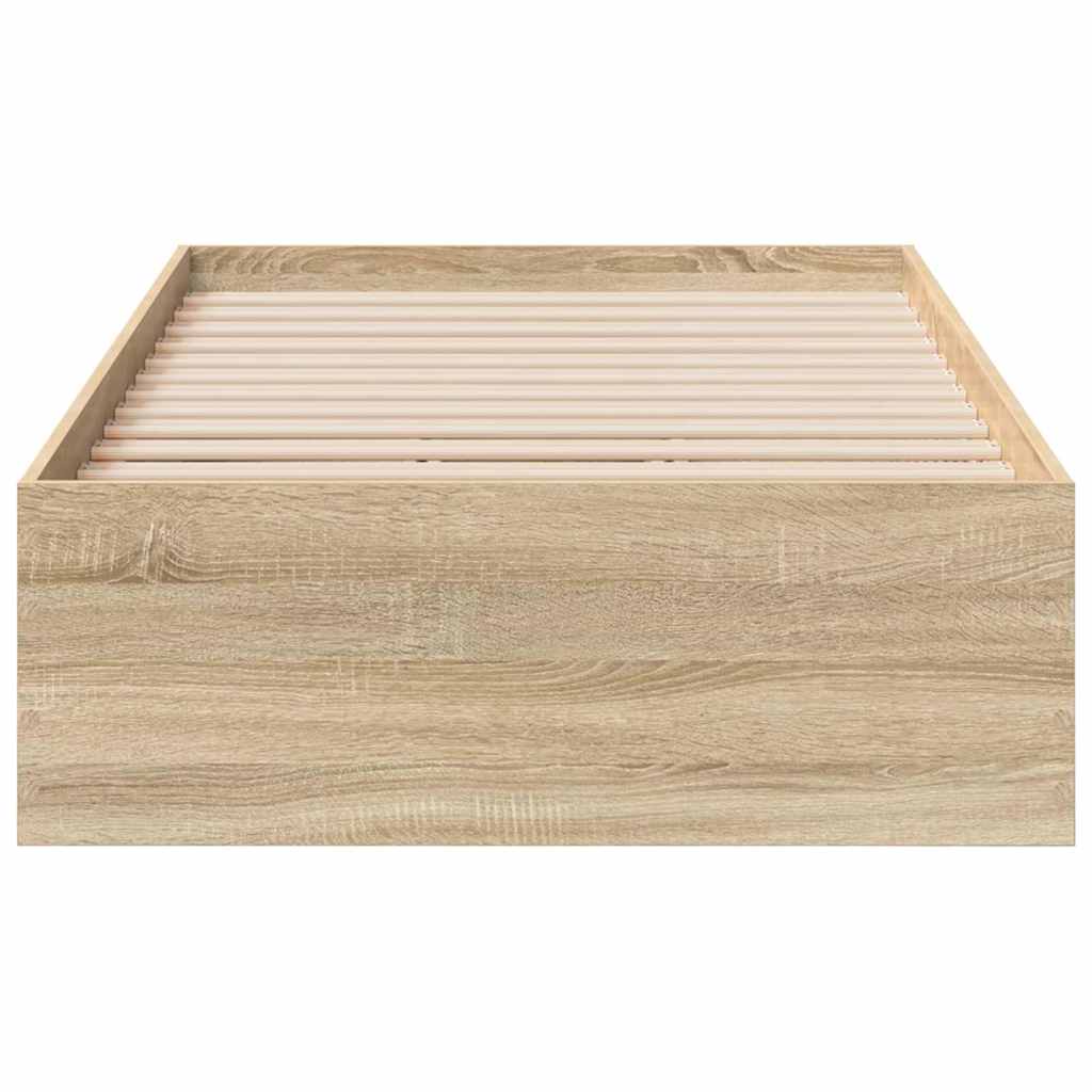 Cadre De Lit Avec Tiroir Marron 90 X 190 Cm Bois D'ingénierie Chêne Noir