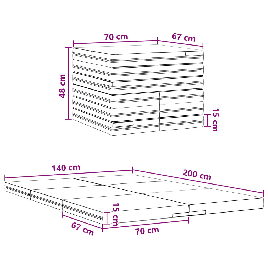 Canapé-Lit Pliable 140 X 67 X 15 Cm