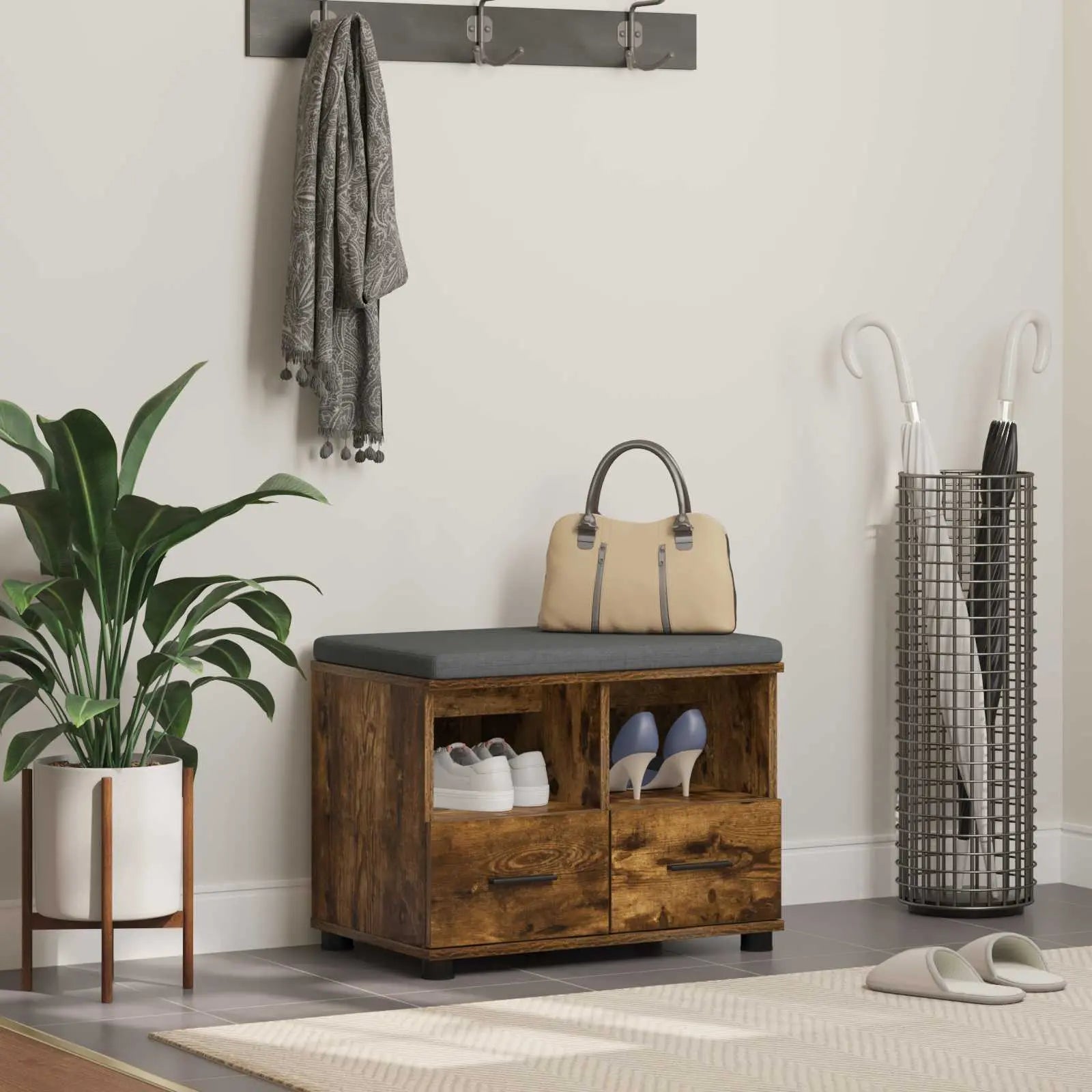 Banc D'entrée Avec Coussin 100 X 38 X 46 Cm