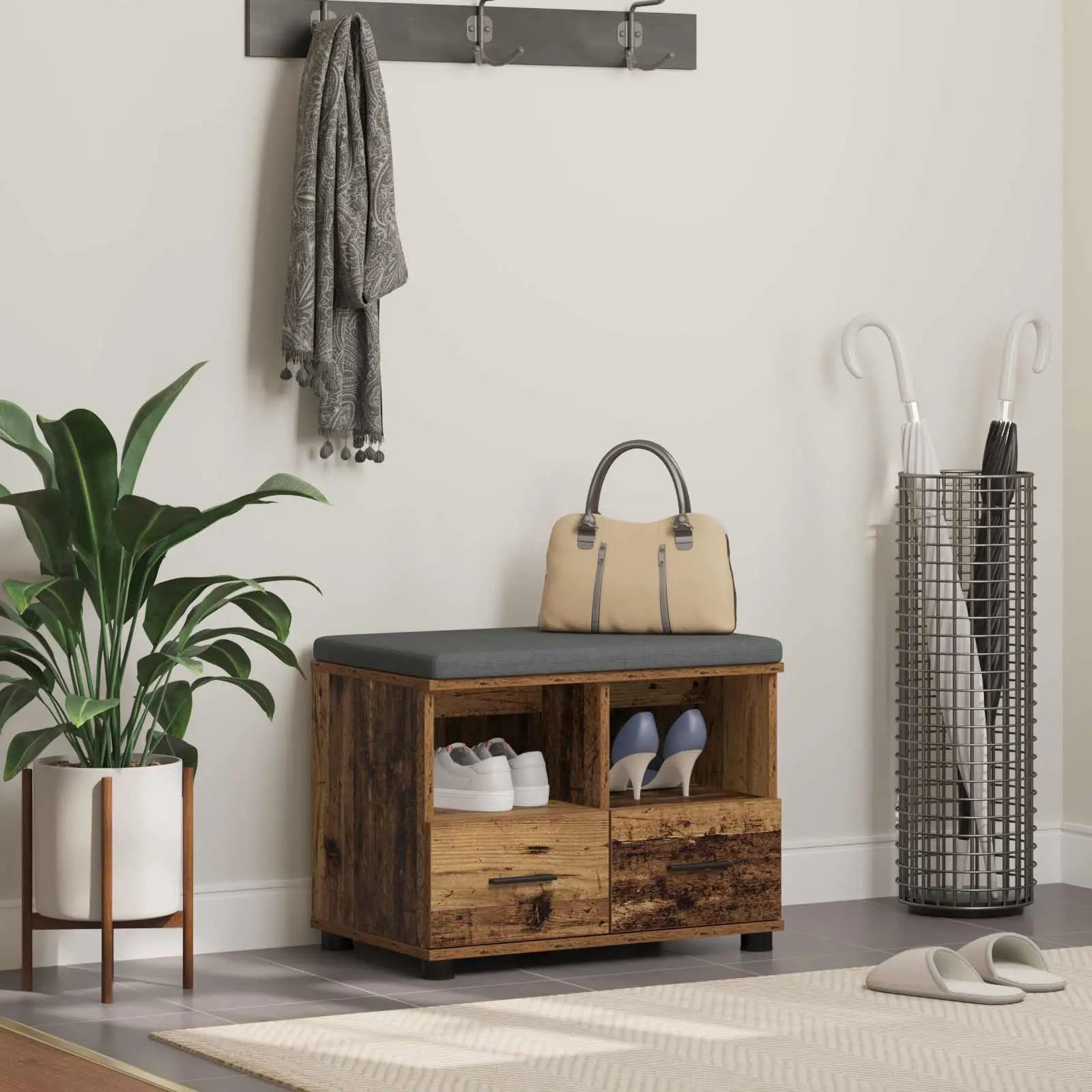 Banc D'entrée Avec Coussin 100 X 38 X 46 Cm