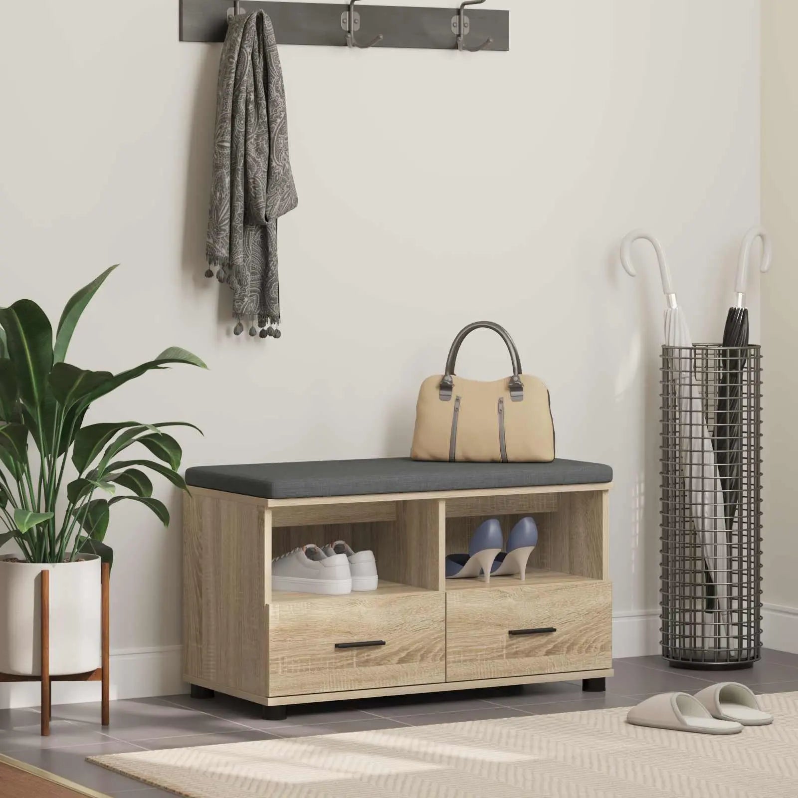 Banc D'entrée Avec Coussin 100 X 38 X 46 Cm