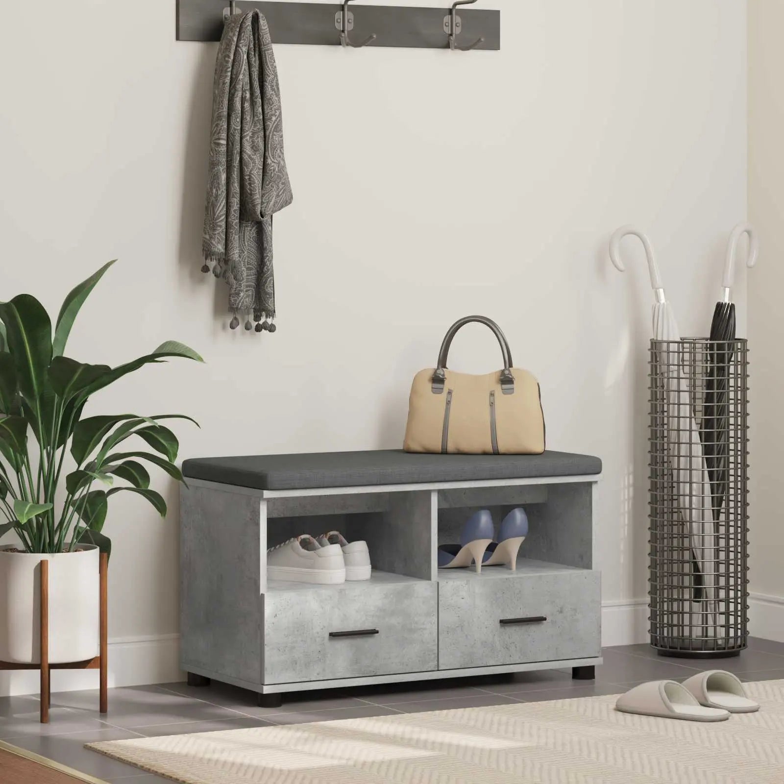 Banc D'entrée Avec Coussin 100 X 38 X 46 Cm