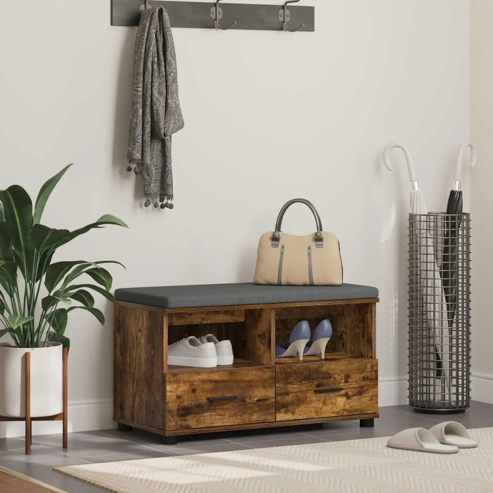 Banc D'entrée Avec Coussin 100 X 38 X 46 Cm