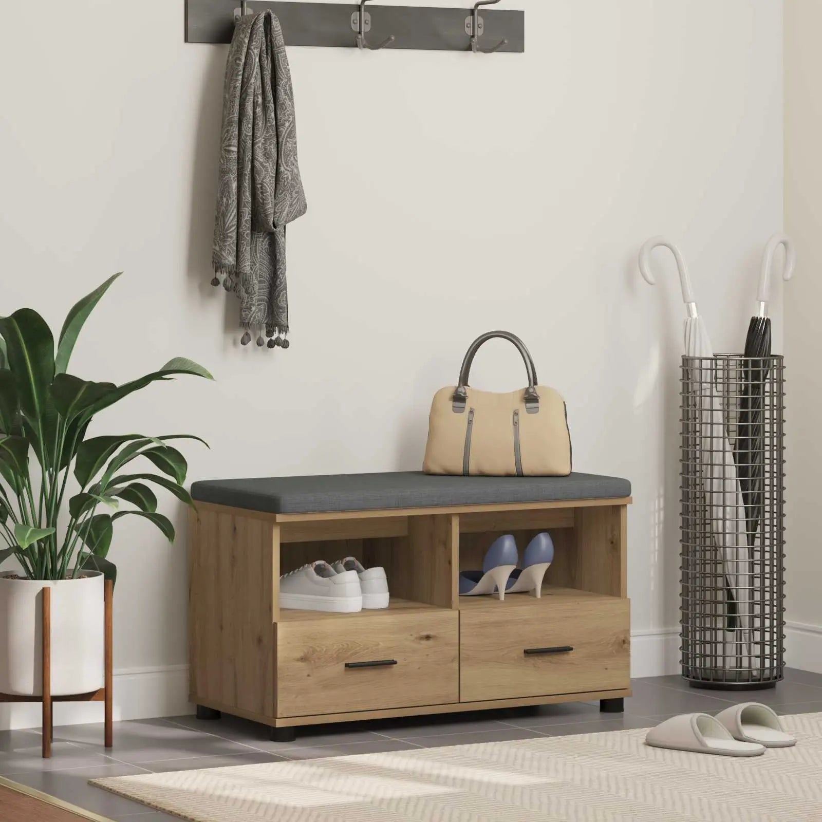 Banc D'entrée Avec Coussin 100 X 38 X 46 Cm