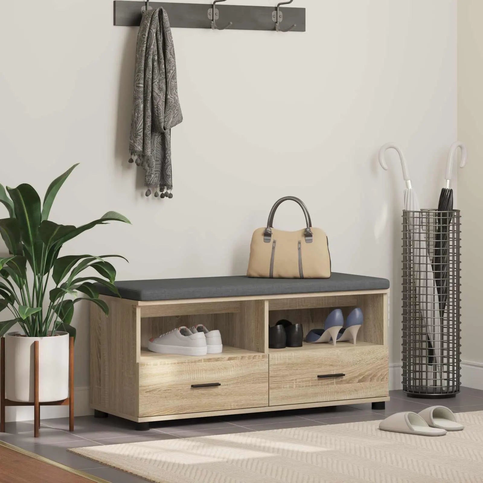 Banc D'entrée Avec Coussin 100 X 38 X 46 Cm