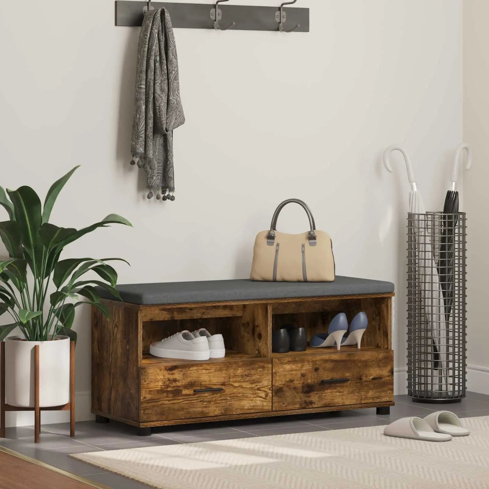 Banc D'entrée Avec Coussin 100 X 38 X 46 Cm