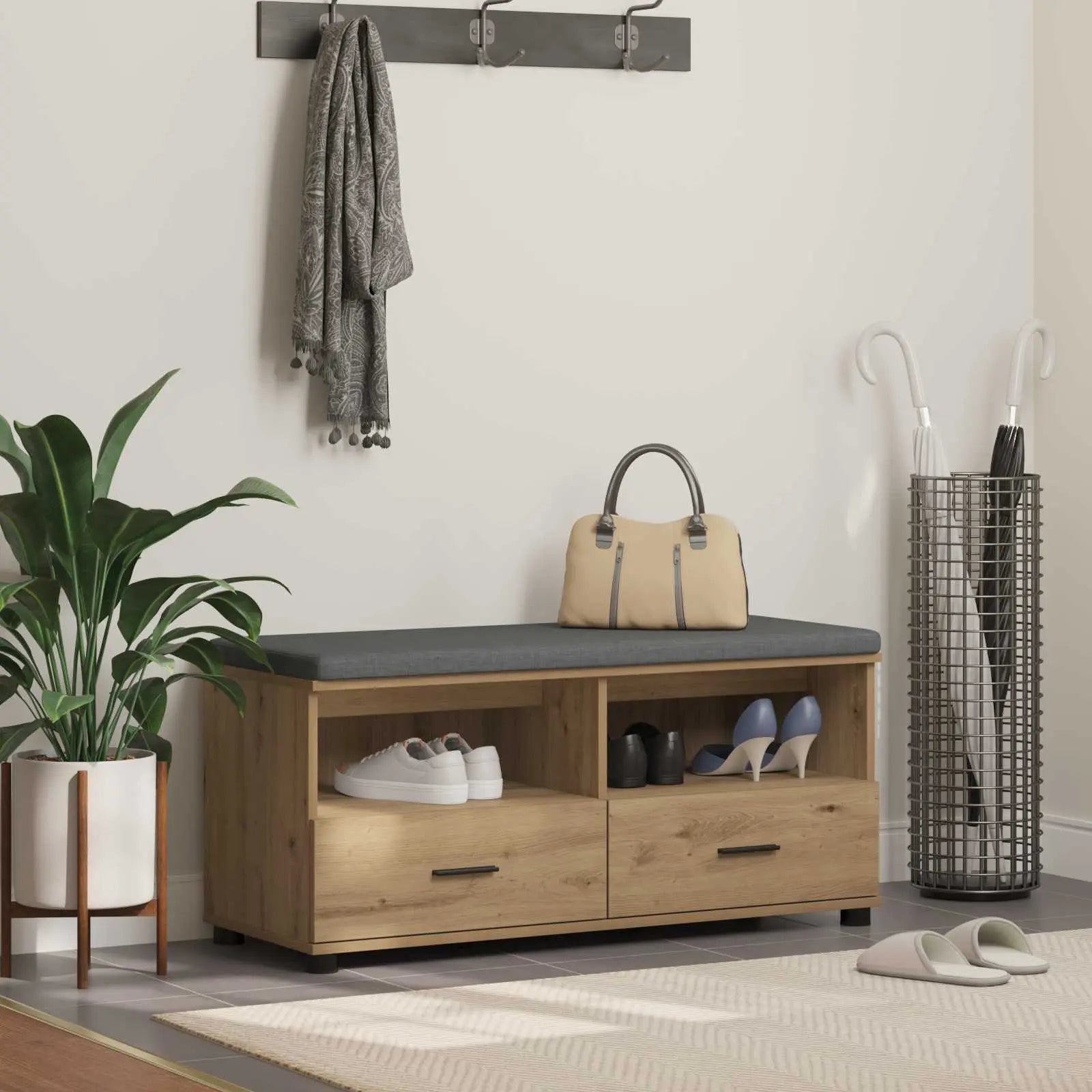 Banc D'entrée Avec Coussin 100 X 38 X 46 Cm