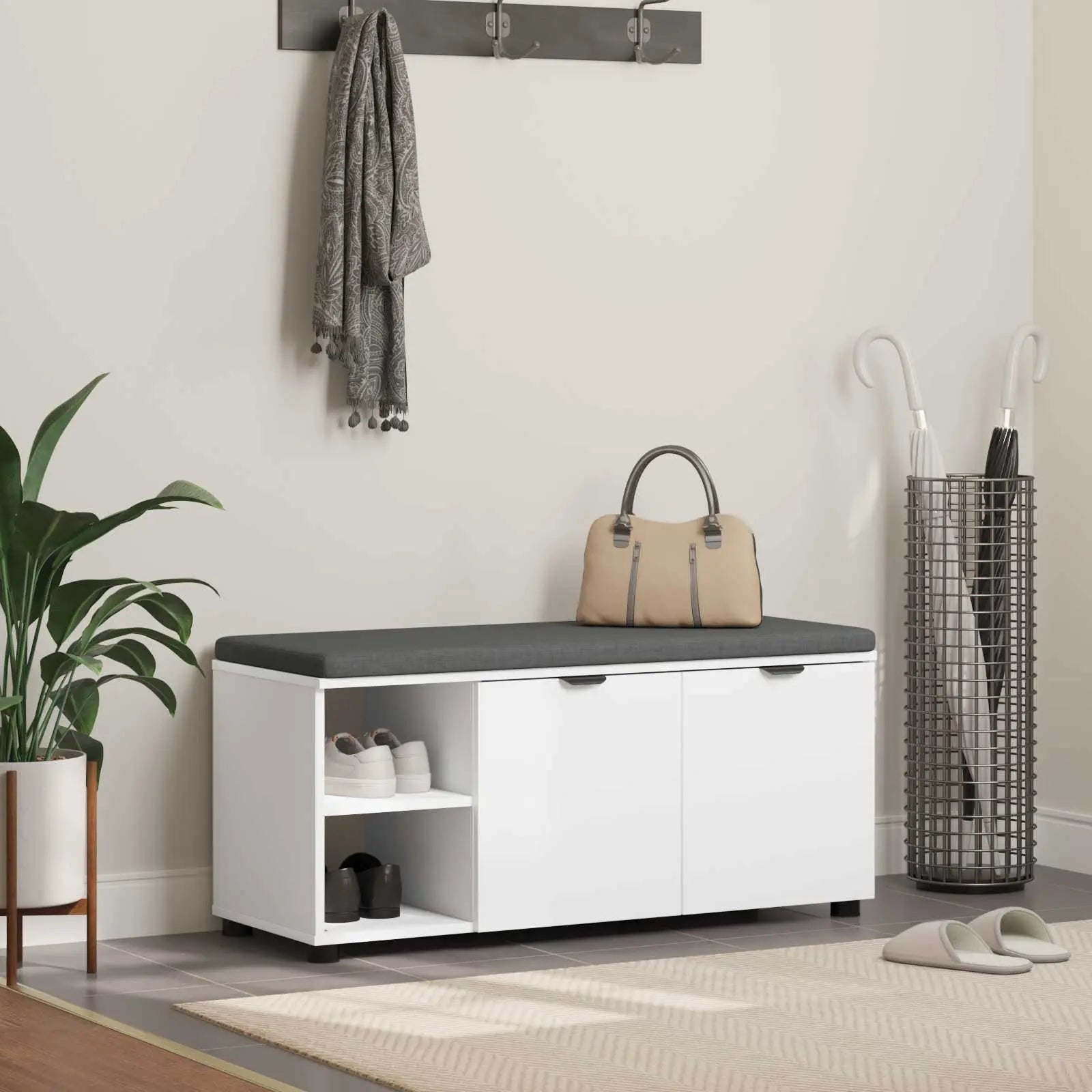 Banc D'entrée Avec Coussin Uni 60 X 38 X 46 Cm