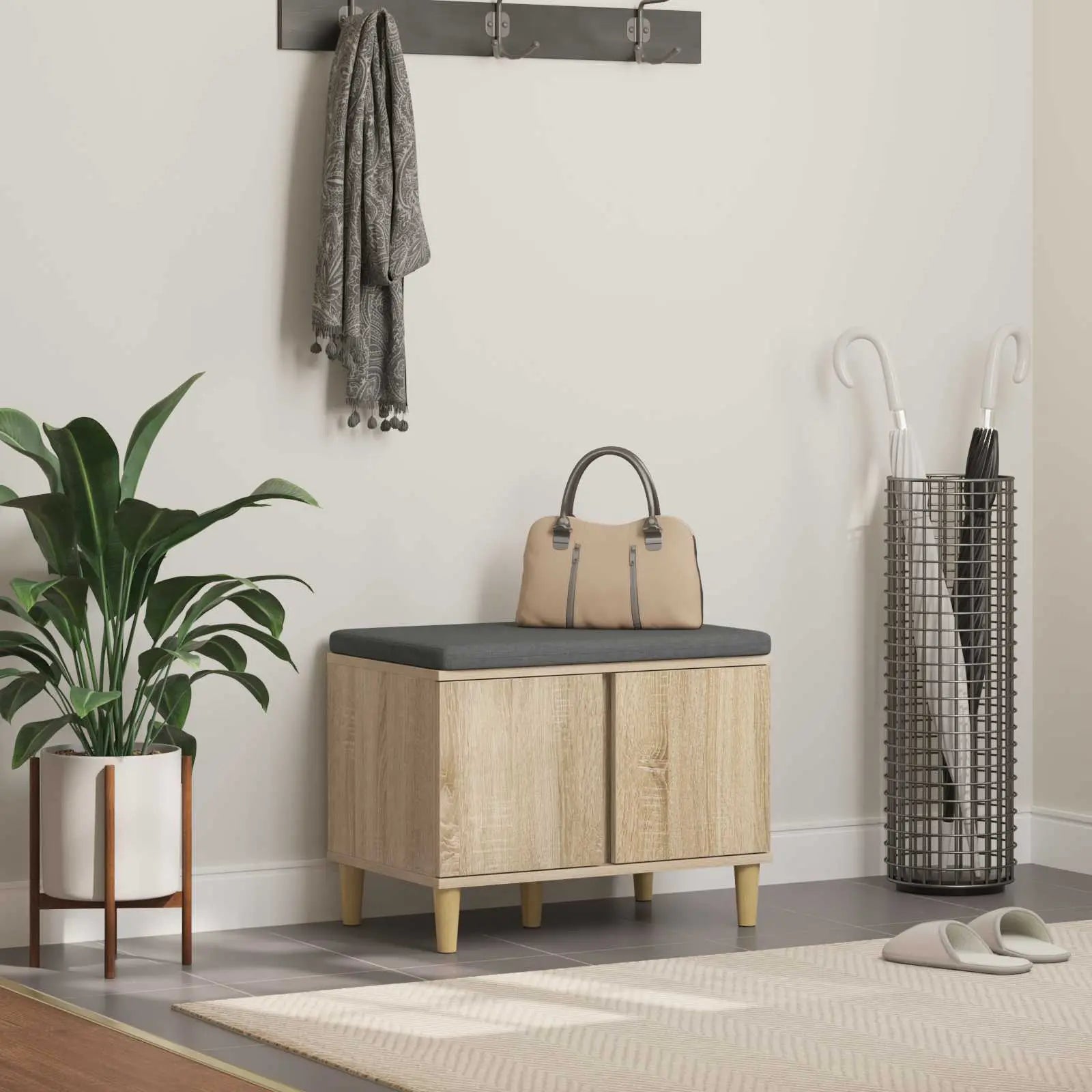 Banc D'entrée Avec Coussin 60 X 38 X 46 Cm